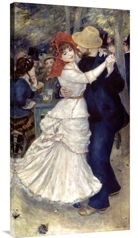 Pierre Auguste Renoir Dance at Bougival Canvas Wall Art Print - Gallery Wrapped Giclee Reproduction - Famous Impressionist Painting for Living Room, Bedroom & Office Decor