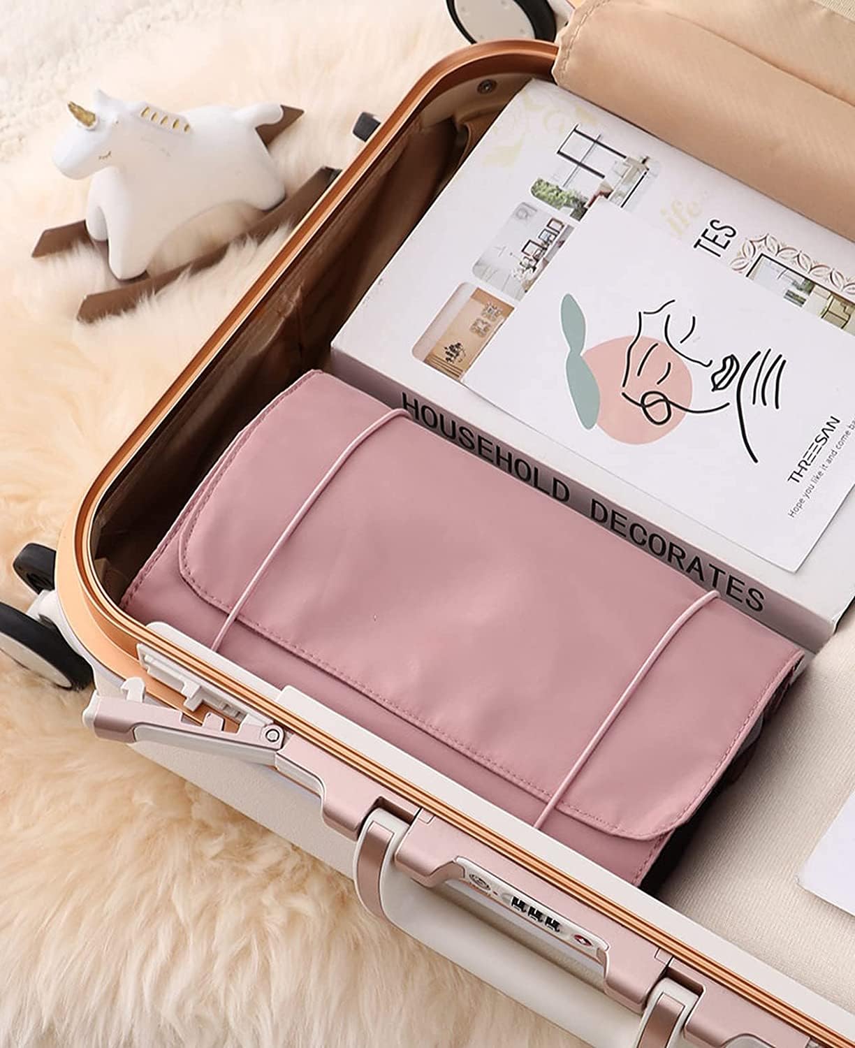 APURK Foldable Hanging Toiletry Bag for Travel - Waterproof Cosmetic Makeup Organizer with Multiple Pockets - Perfect for Bathroom, Gym, Camping & Vacation (Pack of 1)