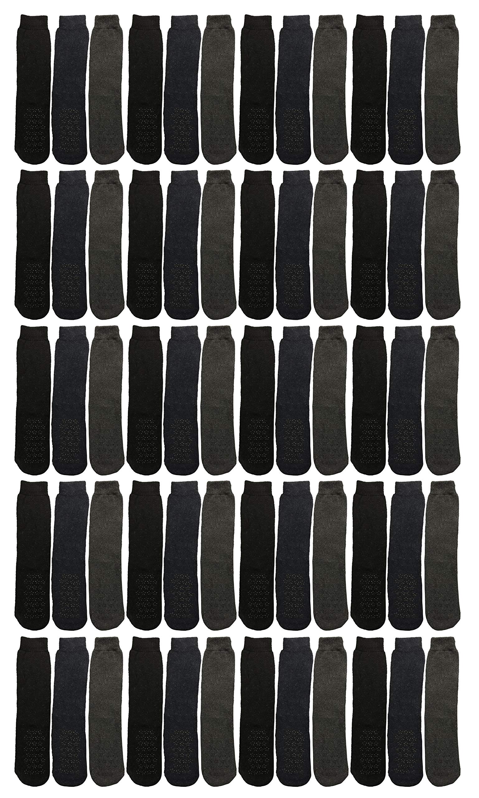 Yacht & Smith 60 Pairs Bulk Winter Thermal Hospital Socks with Non-Slip Gripper Bottom - Cozy & Durable for Nurses, Healthcare Workers & Cold Weather Comfort