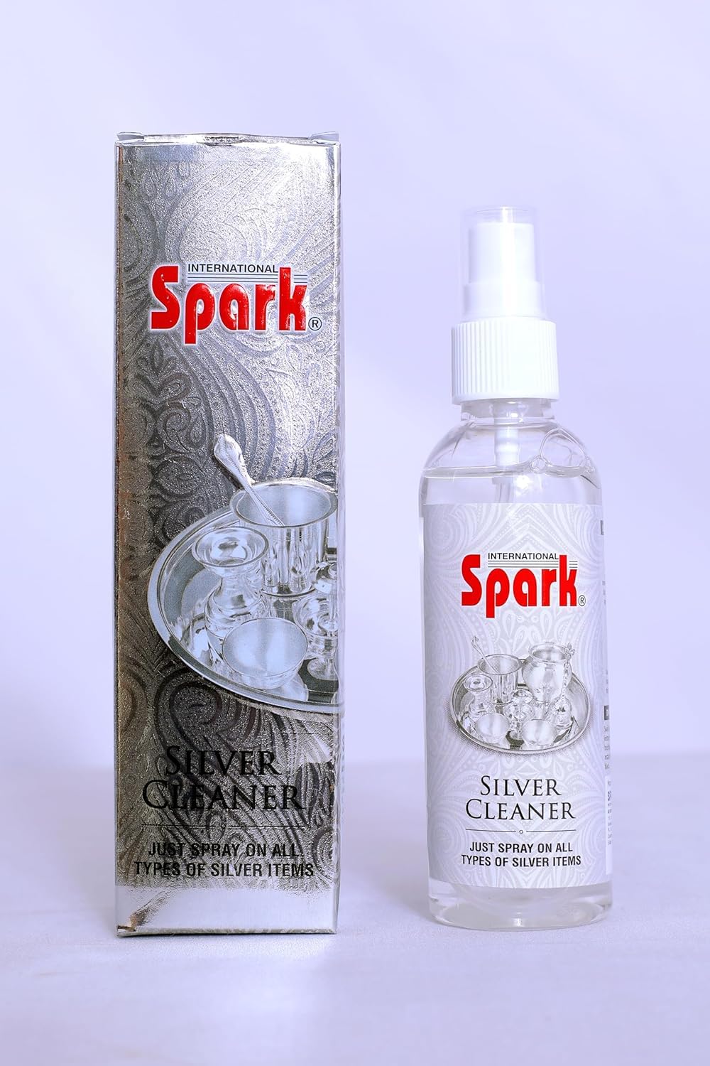 Spark International Silver Polish Cleaner - Liquid Spray for Household Utensils & Jewelry (Pack of 1) - Perfect for Cleaning Tarnished Silverware, Cutlery, and Decorative Items
