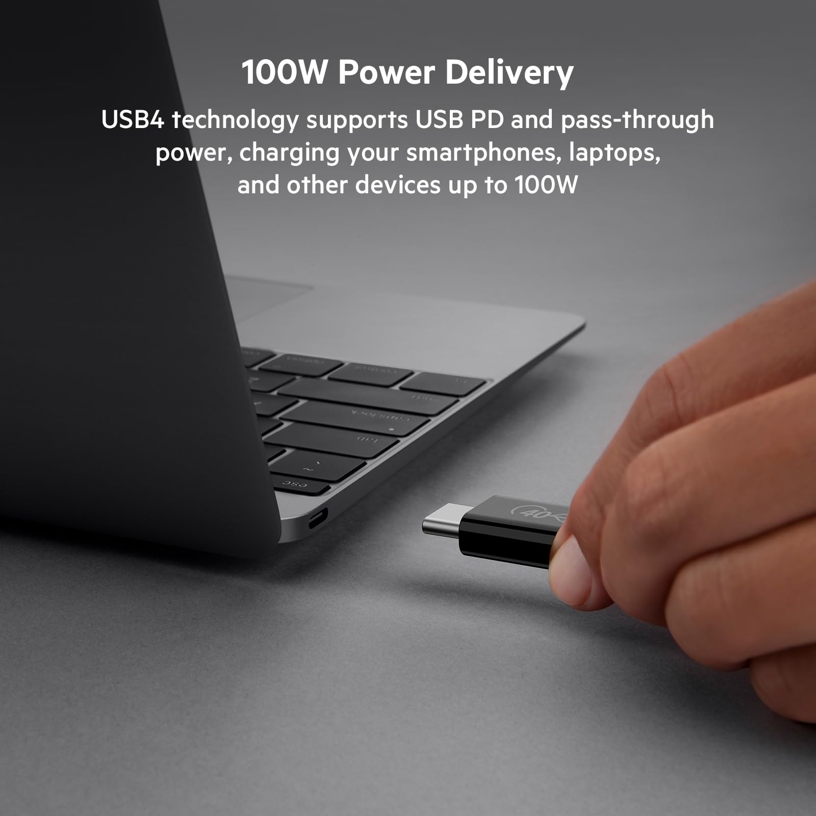 Belkin USB4 USB-C to USB-C Cable 0.8m - 100W Power Delivery, 40Gbps Data Transfer, Thunderbolt 3 & USB 3.2 Compatible - Fast Charging for MacBook Pro, iPad Pro, Galaxy S23 & More - Perfect for Home, Office & Travel Charging