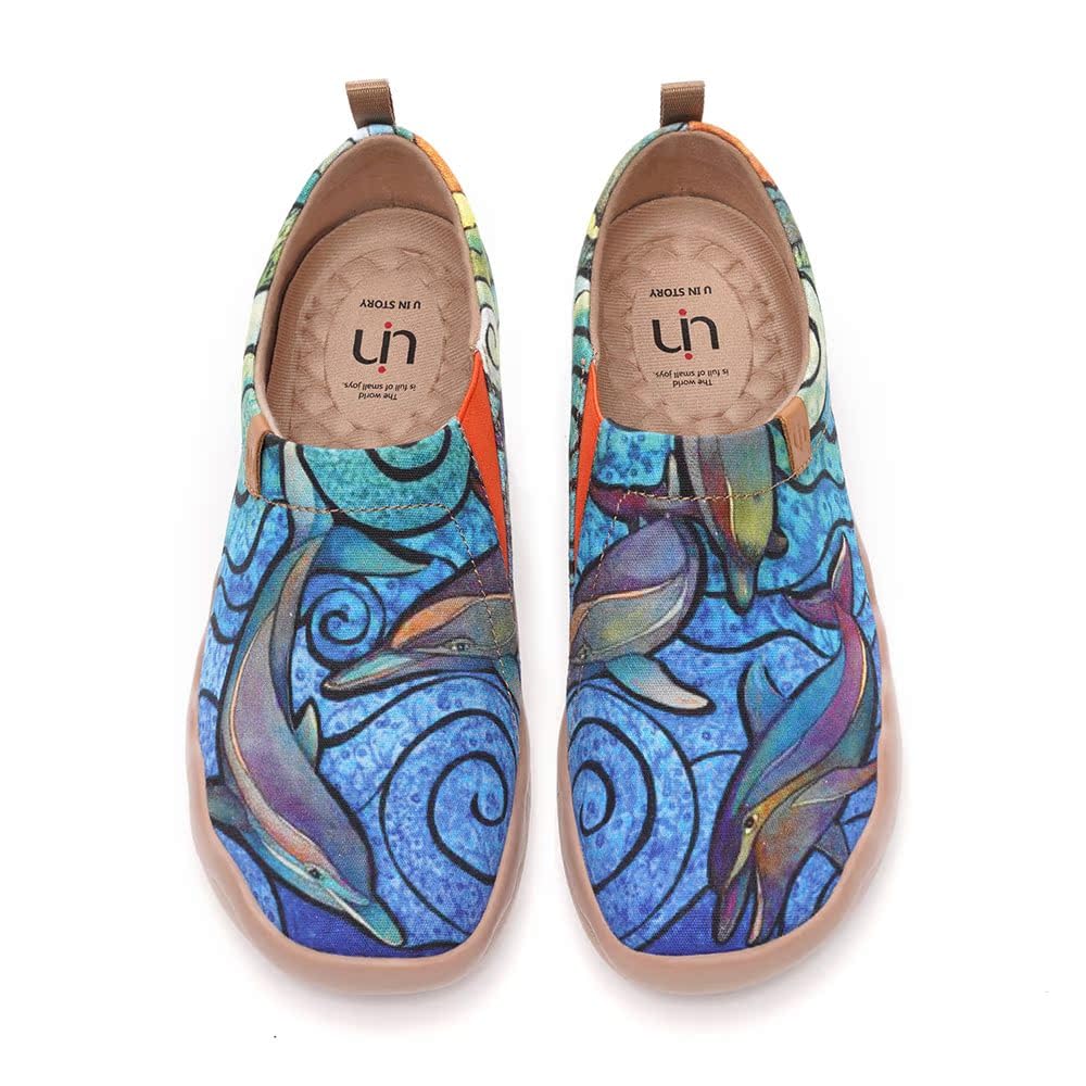 UIN Women's Slip On Sneakers - Casual Knit Loafers with Artistic Painting | Comfortable Soft Walking Shoes for Women | Perfect for Work, Travel & Everyday Wear