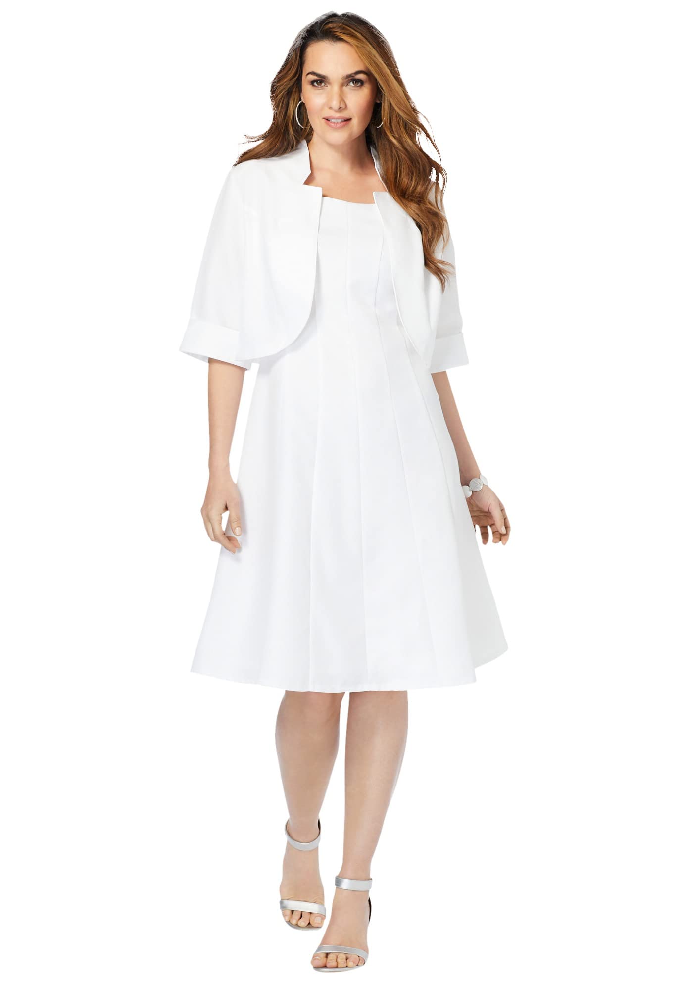 Roaman's Plus Size Women's Fit & Flare Jacket Dress - Stylish & Comfortable for Work, Office, and Special Occasions