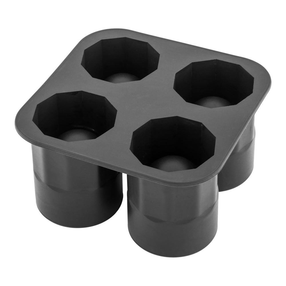 Premium Black Silicone Ice Mold Shot Glass - 4 Compartments (1 Count) - Perfect for Cocktails, Whiskey & Party Drinks