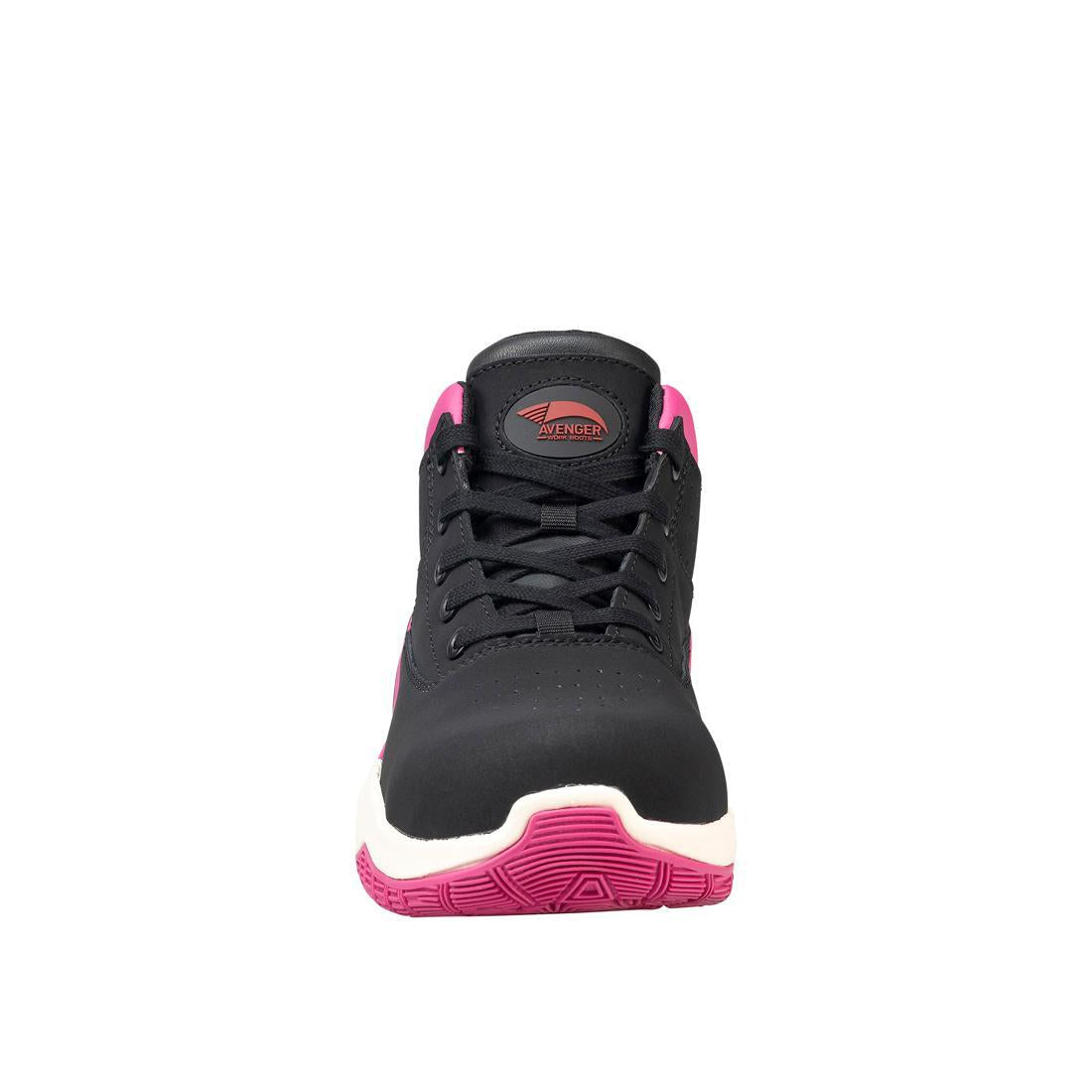 Reaction Women's Aluminum Toe Work Boots - Black & Pink Safety Shoes for Construction, Warehouse & Outdoor Work | Lightweight Steel Toe Boots for Women