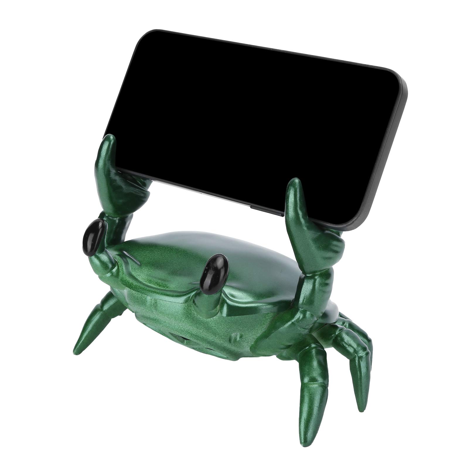 Liyeehao Bluetooth Speaker & Phone Holder - Crab Shaped 360° Rotating Stand, 2-in-1 Wireless Charging Desktop Organizer for iPhone & Android (Green) | Perfect for Home Office Decor, Gift Idea & Hands-Free Calling