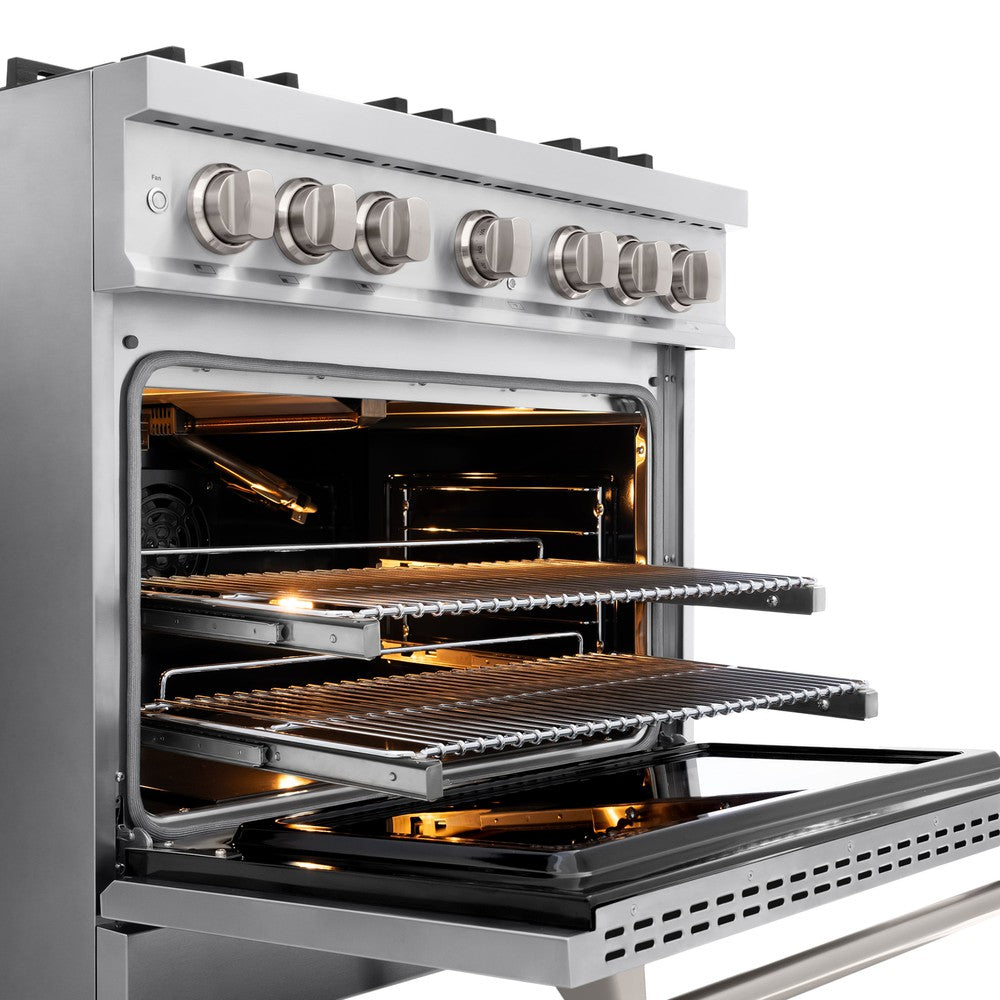 ZLINE 36 Inch 5.2 Cu. Ft. Stainless Steel Gas Range with Convection Oven & 6 Brass Burners - Professional Kitchen Appliance for Home Chefs & Cooking Enthusiasts | Perfect for Baking, Roasting & Family Meals (Model CGR BR 36)