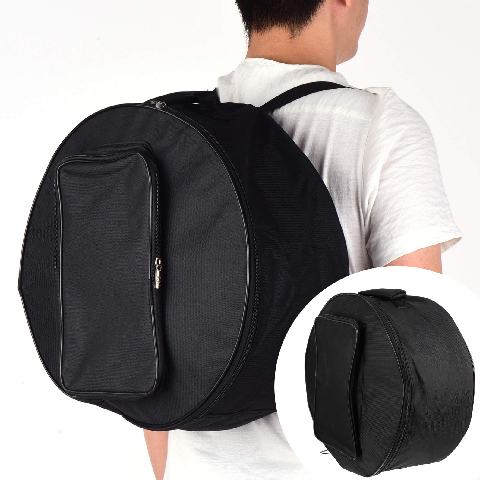 13-14 Inch Black Travel Backpack for Drum Practice Pad & Cymbal - Portable Drum Set Bag with Durable Cloth Material - Perfect for Musicians, Drummers & Band Practice On-The-Go