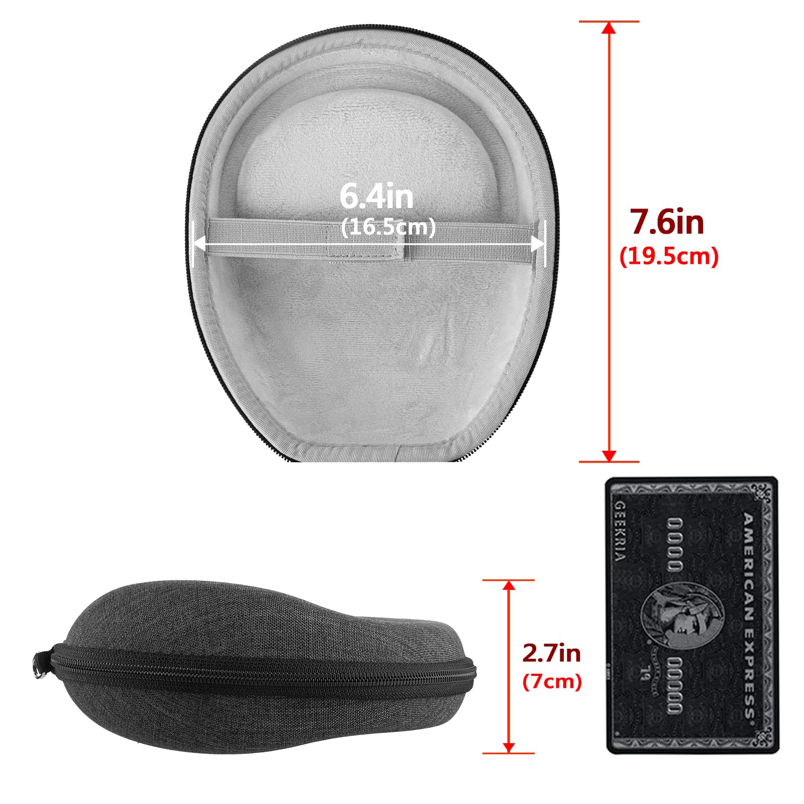Geekria Shield Hard Shell Travel Case for On-Ear Headphones - Compatible with JBL E40BT, E45BT, E50BT, E30 - Protective Storage Bag with Cable Organizer (Dark Grey) - Perfect for Travel, Commuting & Daily Use