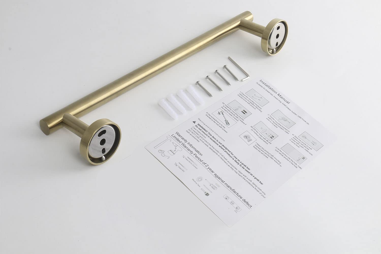 Premium SUS304 Stainless Steel Bath Towel Bar - Heavy Duty Wall Mounted Towel Holder for Bathroom, 16 Inch Gold Towel Rack - Perfect for Spa, Hotel & Luxury Home Bathroom Decor