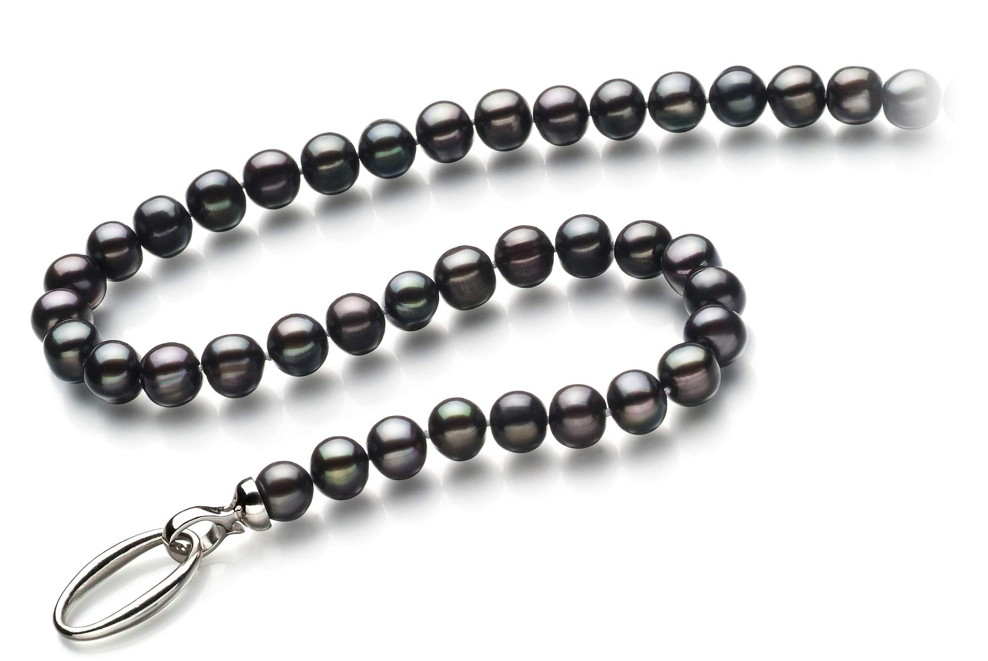 Joyce Black 8-9mm AAA Quality Freshwater Cultured Pearl Necklace for Women - 925 Sterling Silver Jewelry, Elegant Gift for Wedding, Anniversary & Special Occasions