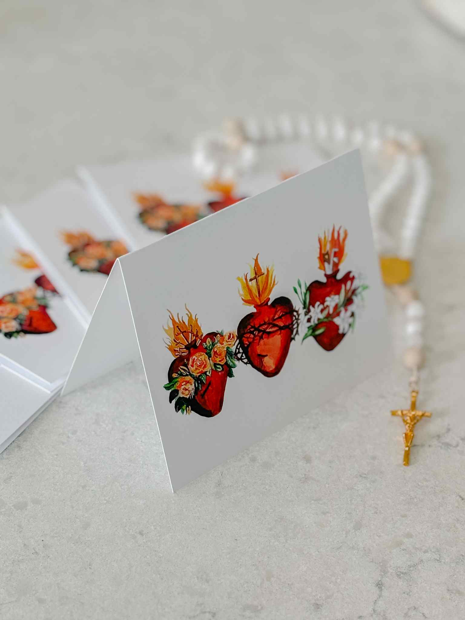 Hearts of the Holy Family Greeting Cards - Set of 5 Religious Christmas Cards for Family, Friends & Church Members - Perfect for Holiday Gifts, Christmas Wishes & Religious Celebrations