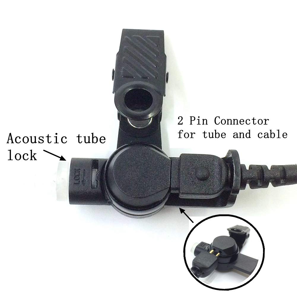Motorola Walkie Talkie Earpiece with Microphone - 2 Pin Acoustic Tube Headset for CP200 GP2000 CLS1410 CLS1450 CLS1100 - Hands-Free Communication for Security, Construction & Event Staff (1 Pack)