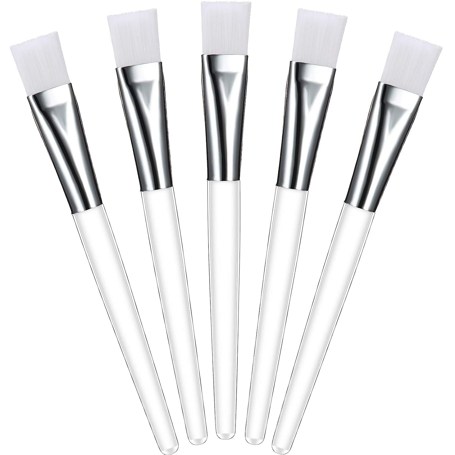 BELICIA 6Pcs Soft Fan Mask Brushes - Synthetic Bristle Facial Brush Set for Face Mask Application, Makeup Blending & Skincare (Multi-Color) - Perfect for Spa, Home Beauty Routine & Professional Makeup Artists