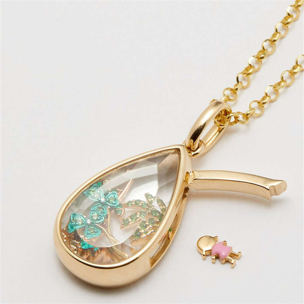 DIY Heart Gold Locket Necklace with Charms - Personalized Photo Pendant Jewelry for Women | JFN202 | Perfect Gift for Valentine's Day, Anniversary & Mother's Day