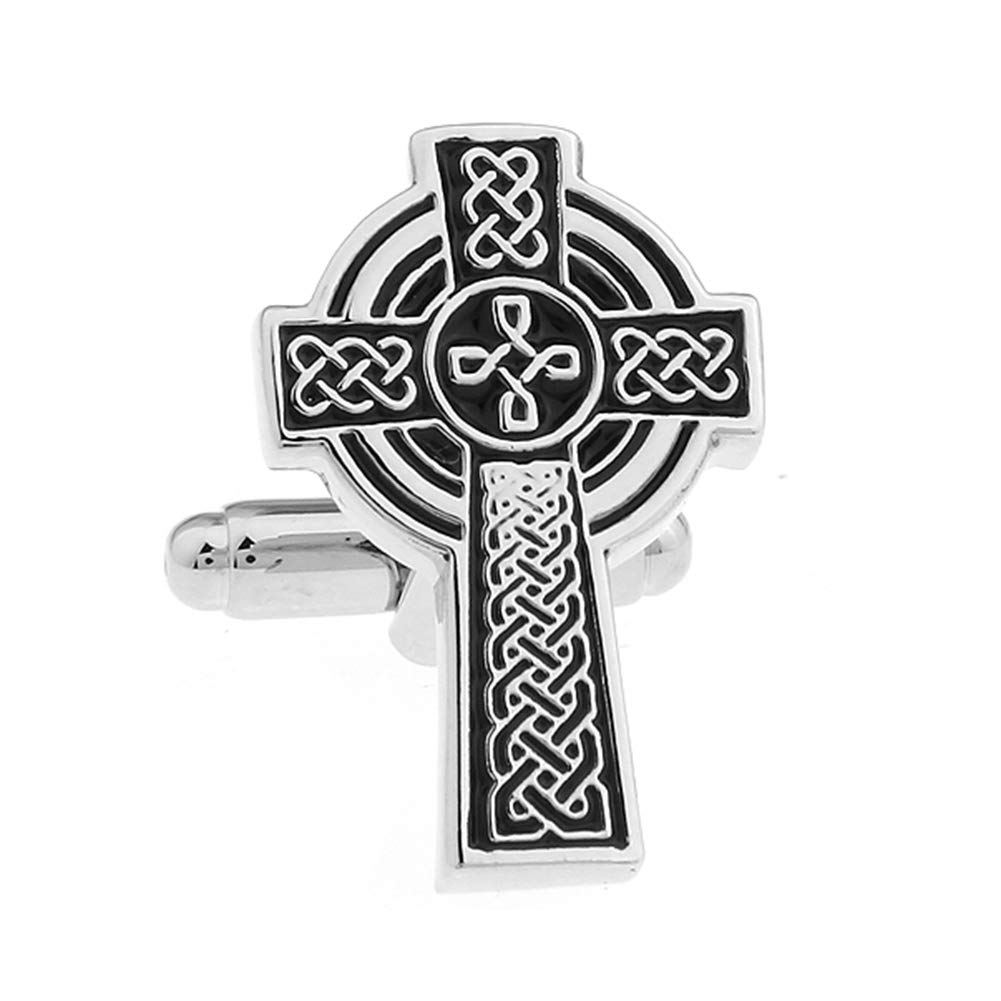 Celtic Cross Cufflinks for Men - Irish Heritage Stainless Steel Cuff Links - Perfect for Weddings, Business Meetings & Formal Occasions