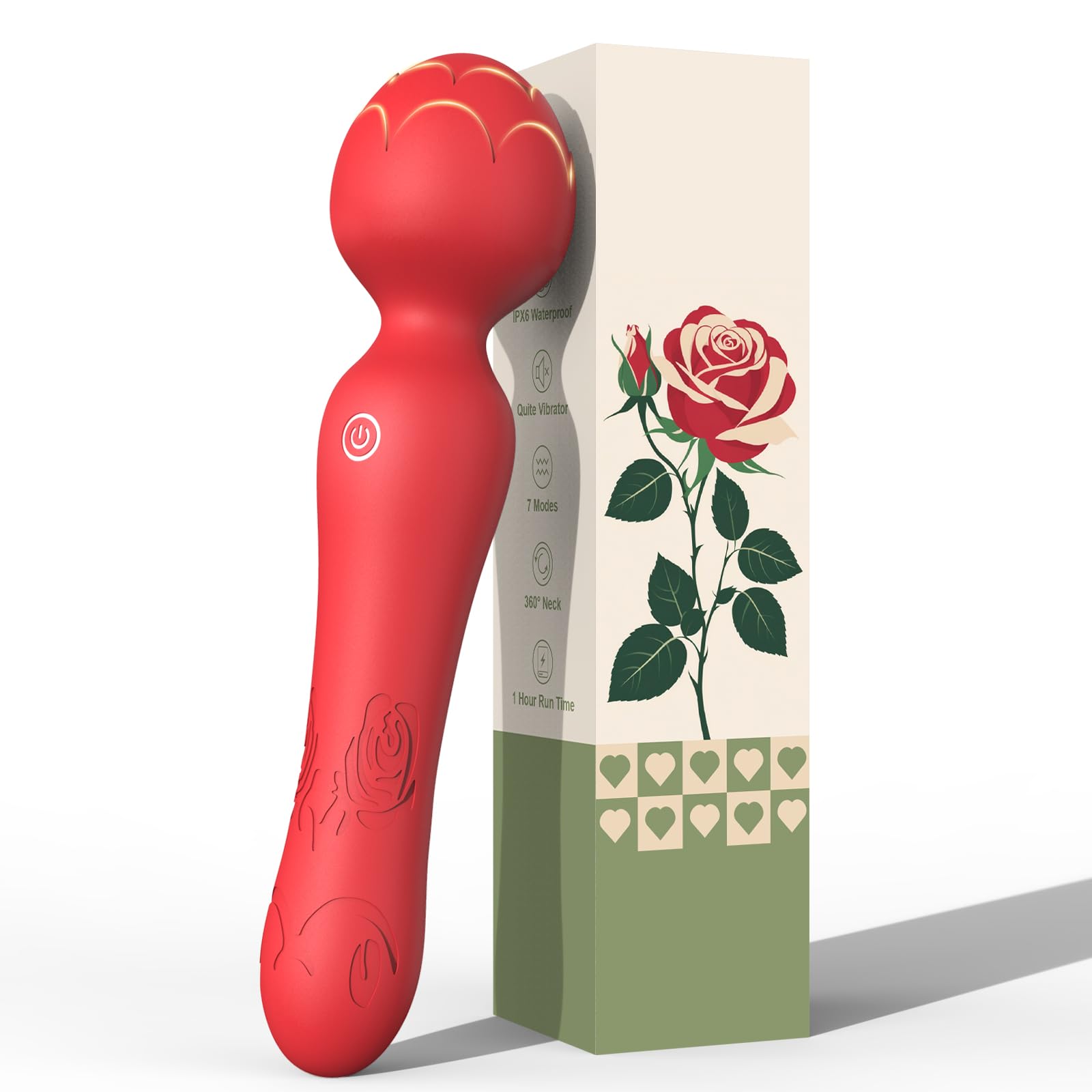 **Rose Wand Vibrator - Powerful Clitoral & G-Spot Stimulator, Waterproof & Quiet Rechargeable Adult Toy for Women | Perfect for Solo Play, Couples & Sensual Massage**