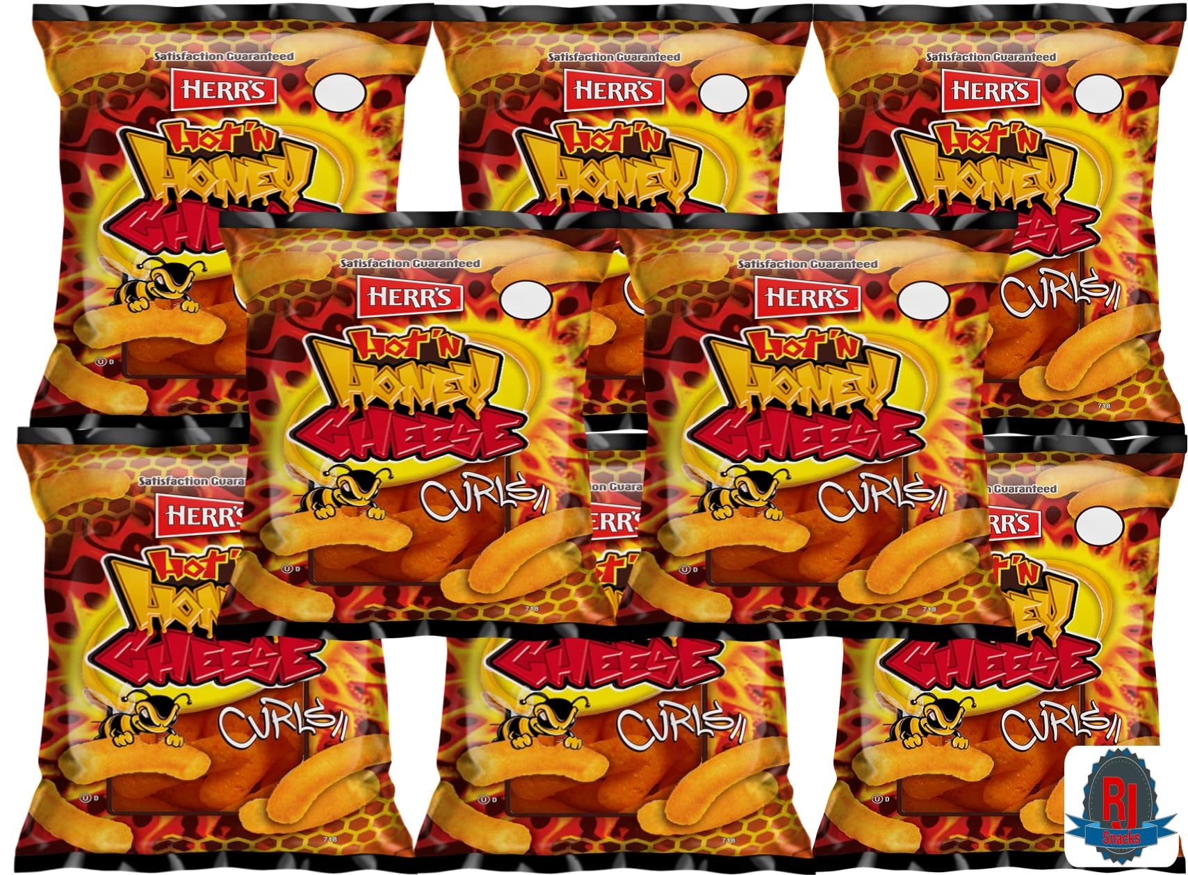 Herr's Hot & Honey Cheese Curls and Potato Chips Value Pack - 1oz Snack Size - Perfect for Parties, Road Trips and Movie Nights