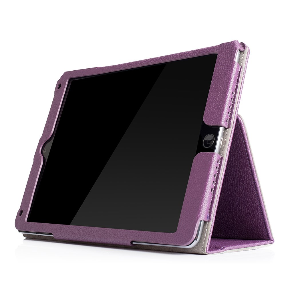 Premium PU Leather iPad Case for iPad 9.7 Inch (2018/2017/Air 2/Air 1) - Shockproof Corner Protection & Scratch-Resistant Smart Cover with Auto Sleep/Wake - Purple Folio Stand Case for Work, School & Travel