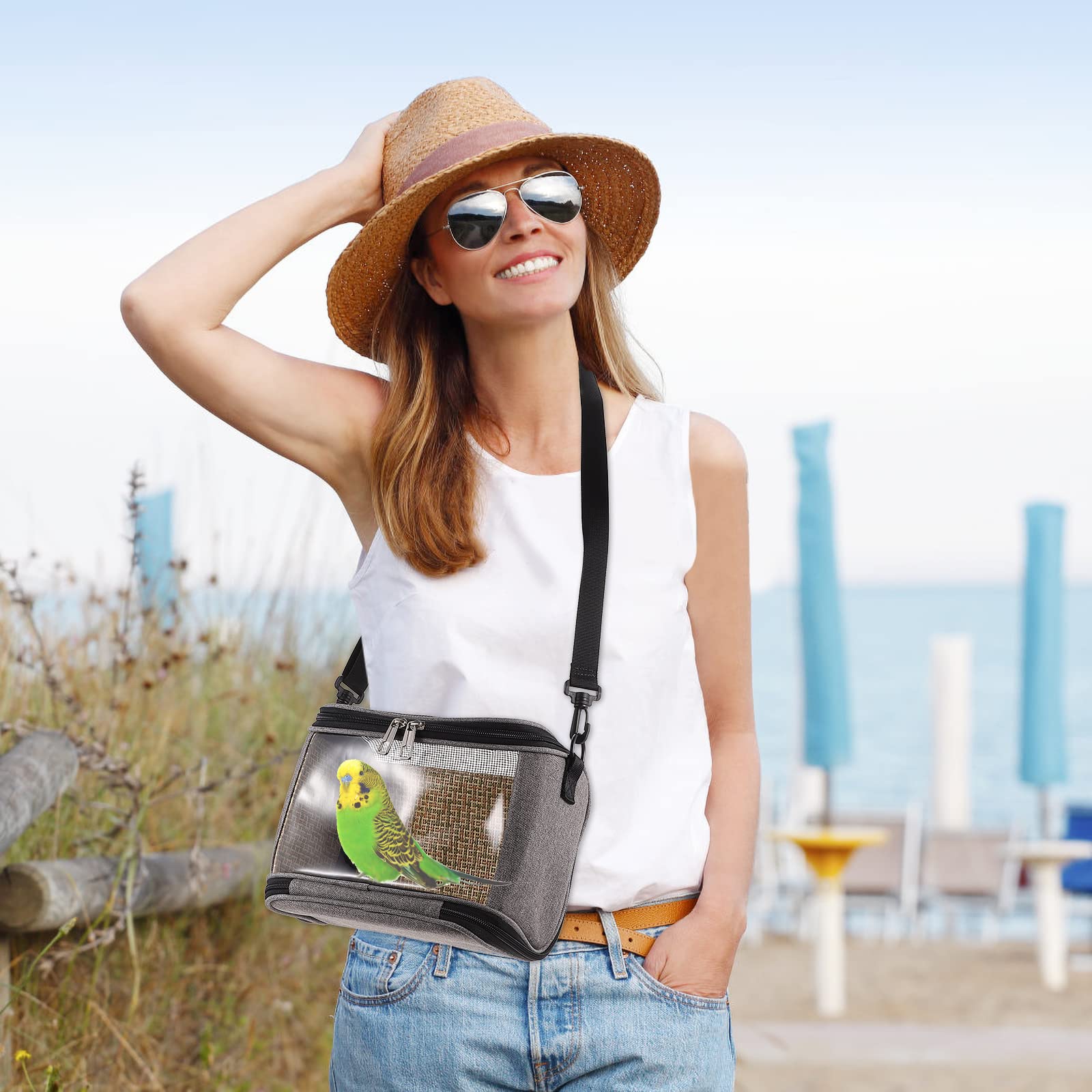 1pc Transparent PVC Parrot Bag - Bird Cage Net Crossbody Handbag for Cockatiels & Small Birds - Outdoor Travel, Carrying & Storage Organizer - Perfect for Bird Shows, Vet Visits & Outdoor Adventures