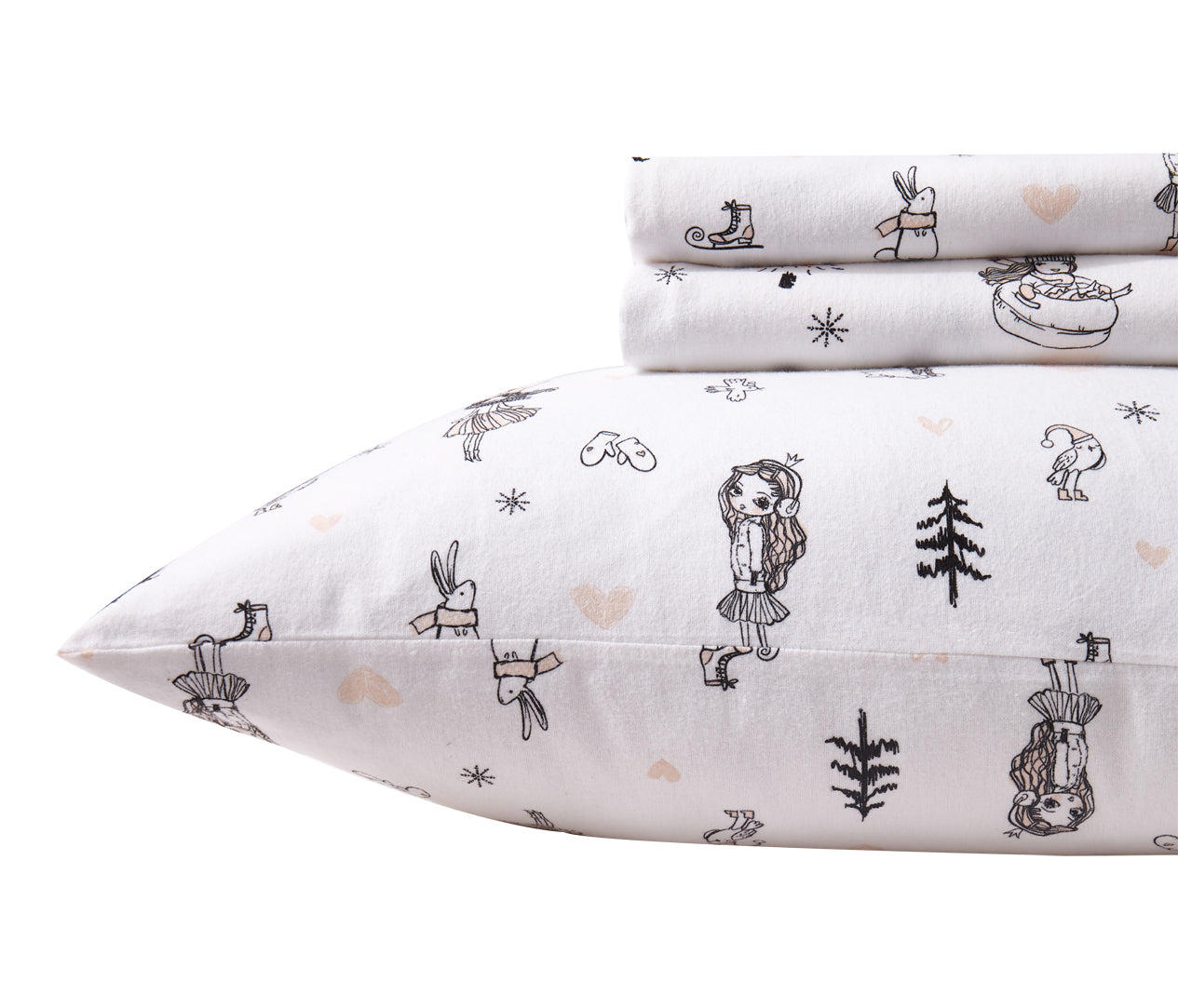 Soft Flannel Printed Princess Joy Sheet Set - 4-Piece Bedding Set for Girls, Twin/Full/Queen Size - Cozy & Warm for Winter Nights, Kids Room Decor, Birthday Gift Idea