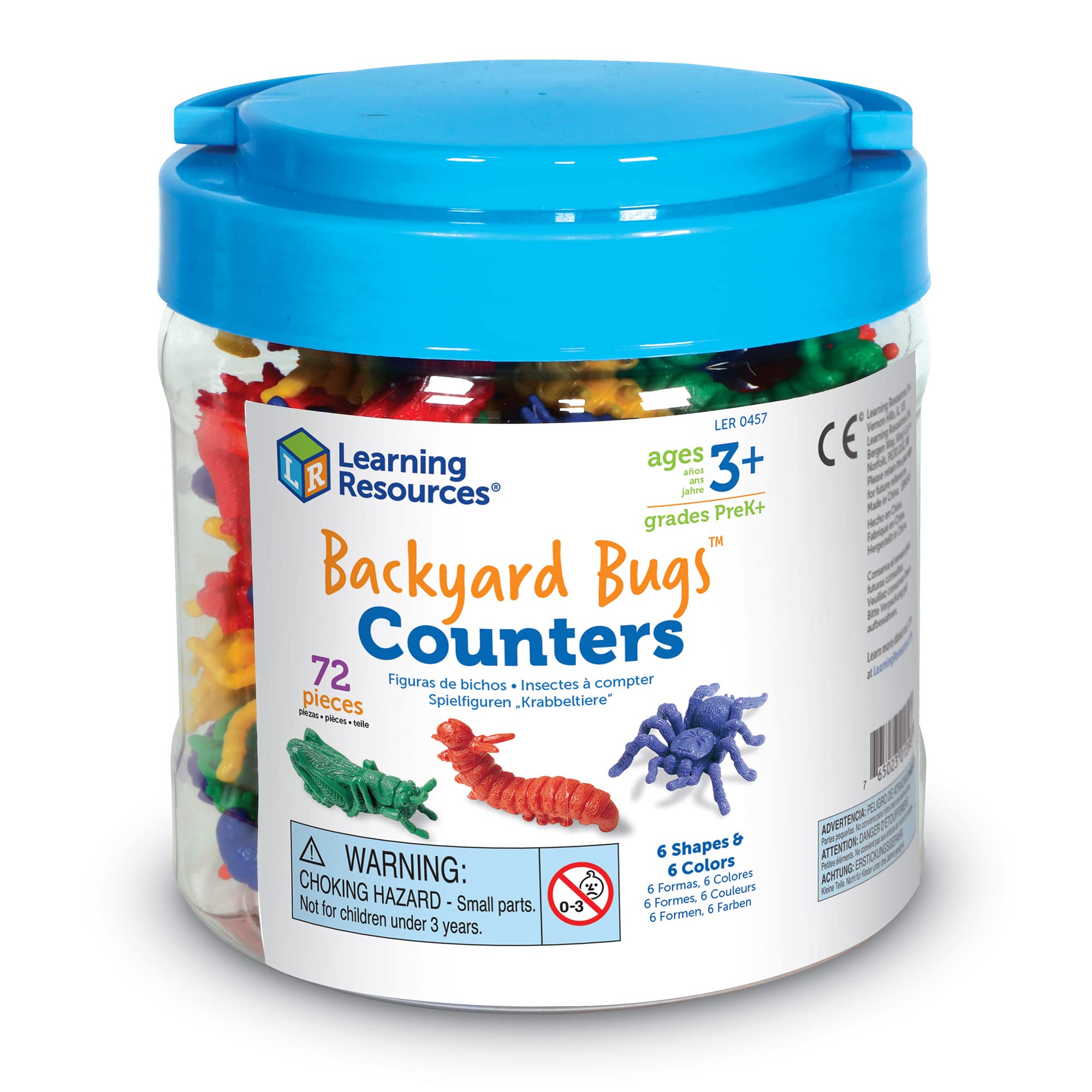 Learning Resources Backyard Bugs Counters - 72 Piece Educational Counting & Sorting Toys for Toddlers & Preschoolers Ages 3+, STEM Math Manipulatives for Classroom & Homeschool Learning - Perfect for Counting Games, Sorting Activities & Early Math Skills Development