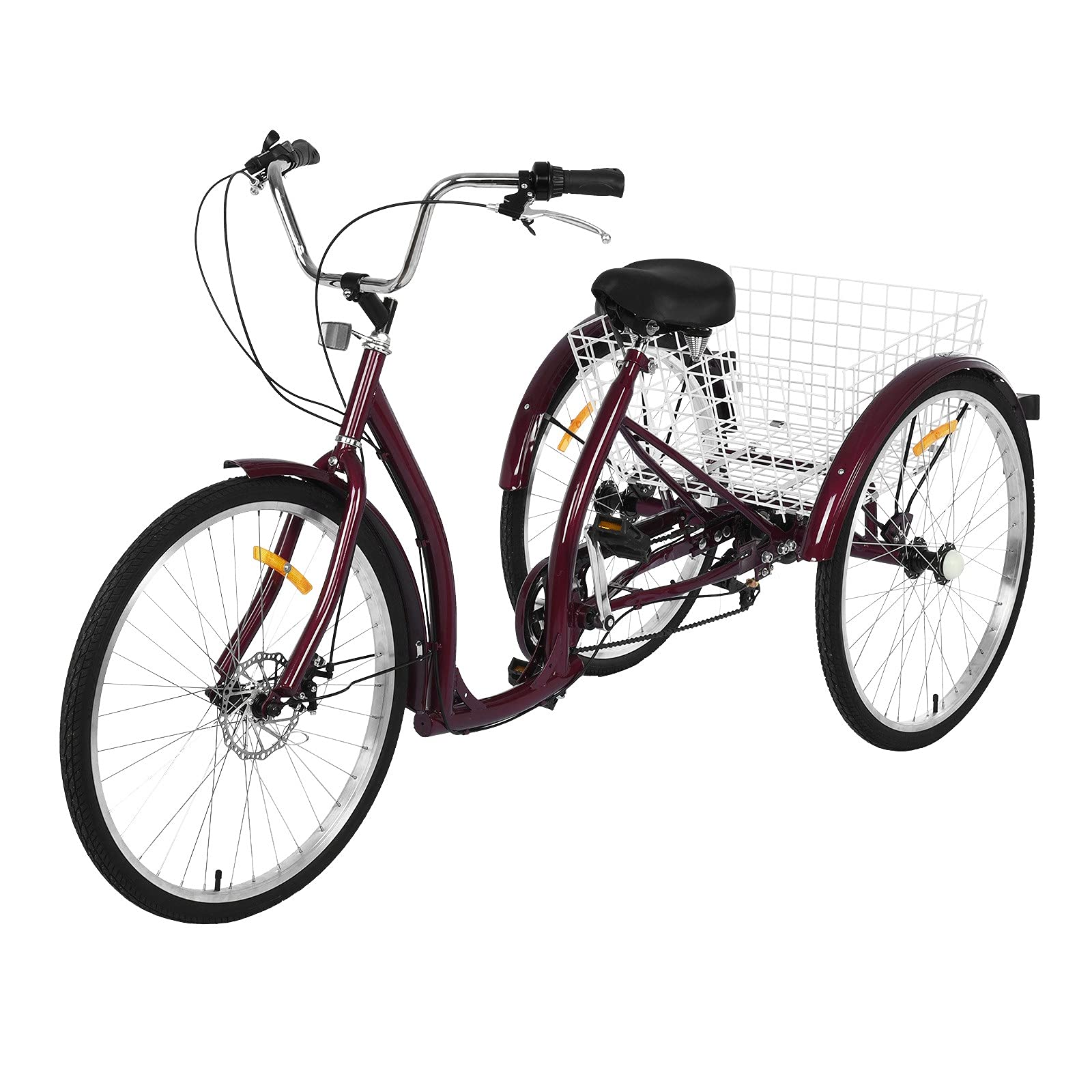 **Boddenly Adult Tricycle 3-Wheel Cruiser Bike - 26-Inch 6-Speed Hybrid Commuter Bike with Cargo Basket - Lightweight Retro-Style for Outdoor Comfort, Shopping & Leisure Rides**