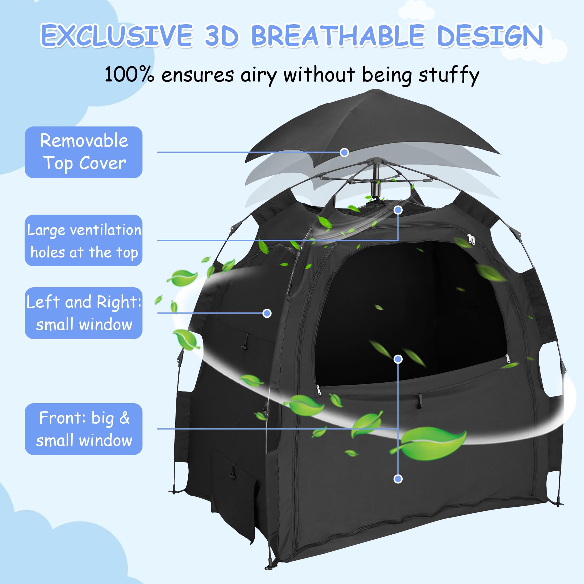 Portable Baby Sleep Tent for Pack N Play - Easy One-Click Assembly, Breathable & Light Blocking Nursery Pod for Infants & Toddlers - Perfect for Travel, Daycare & Nap Time