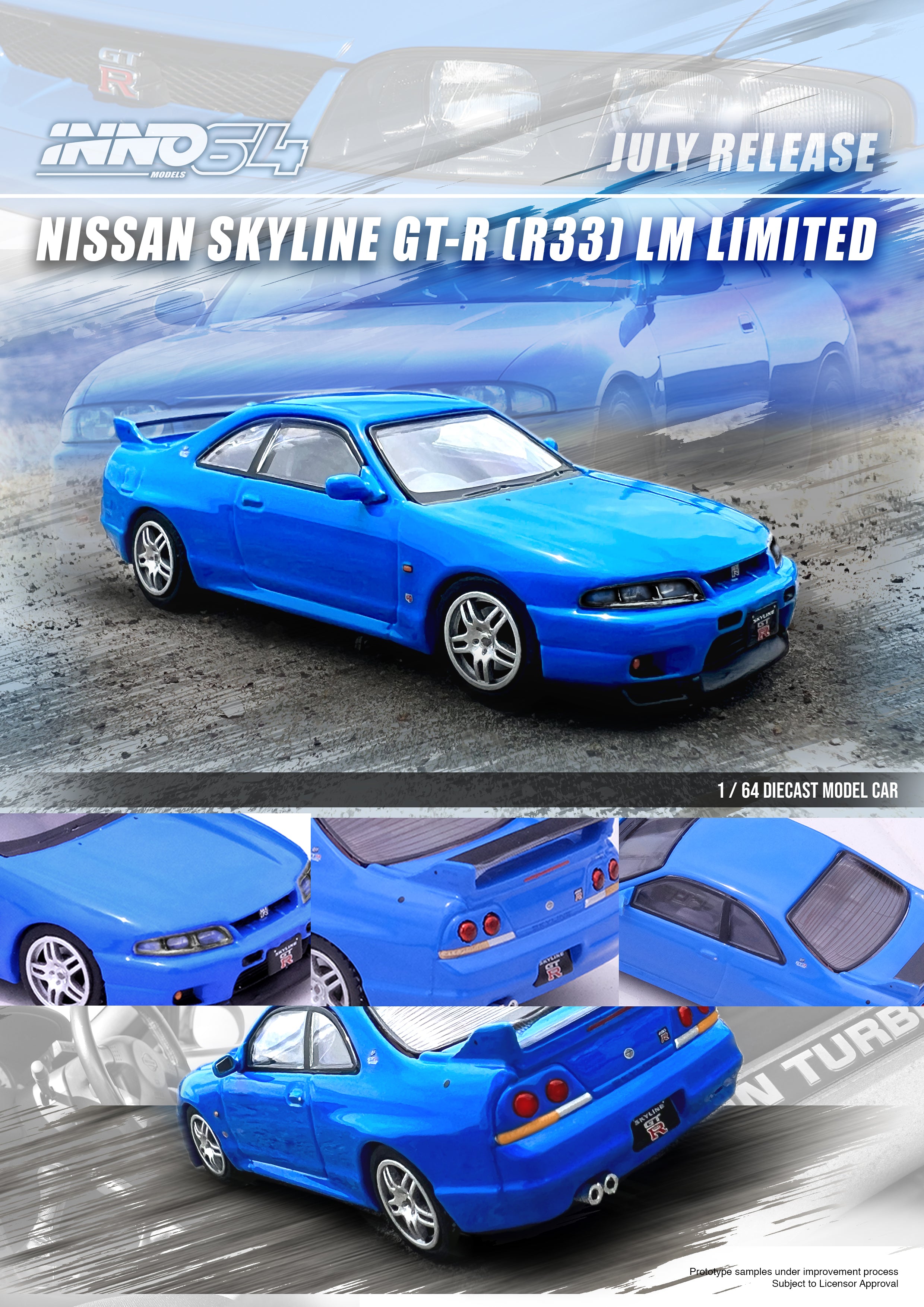 INNO64 1:64 Scale Nissan Skyline GT-R R33 LM Limited Edition Diecast Model Car - Collectible Miniature for Display, Racing Enthusiasts & Car Lovers