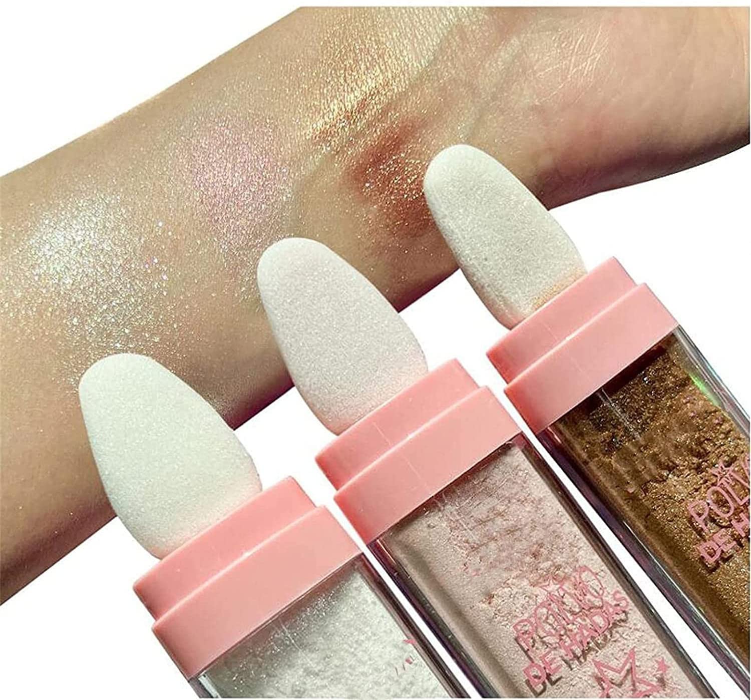 Fairy Highlighter Shimmering Powder - Waterproof Long Lasting Body & Face Highlighter for Cheeks, Shoulders, Legs - Magic Shimmer Makeup for Parties, Festivals & Special Occasions (3 Colors)