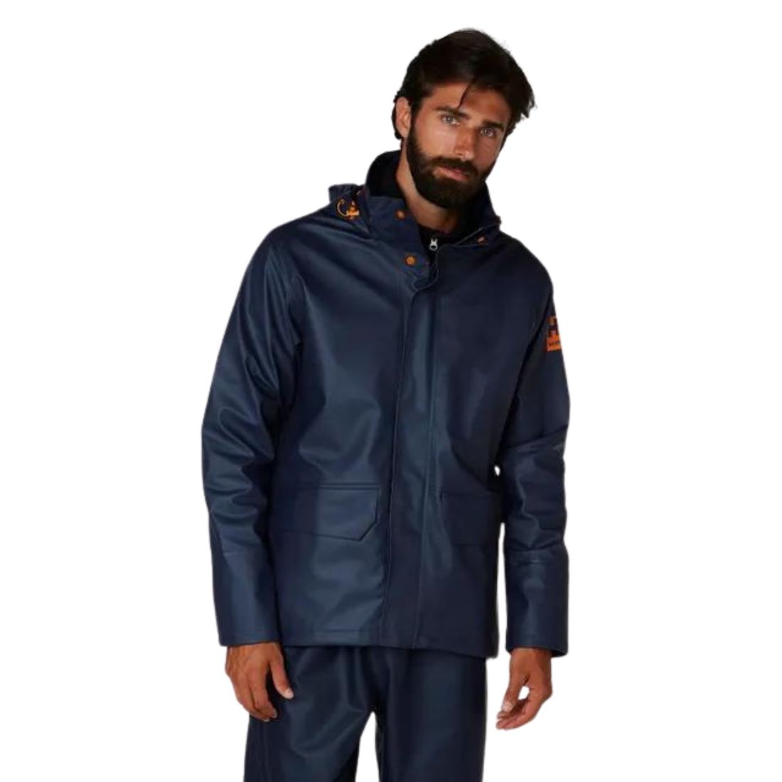 Helly Hansen Men's Gale Waterproof Work Rain Jacket - Windproof Outdoor Shell for Construction & Hiking - Navy Blue (Model 70282)