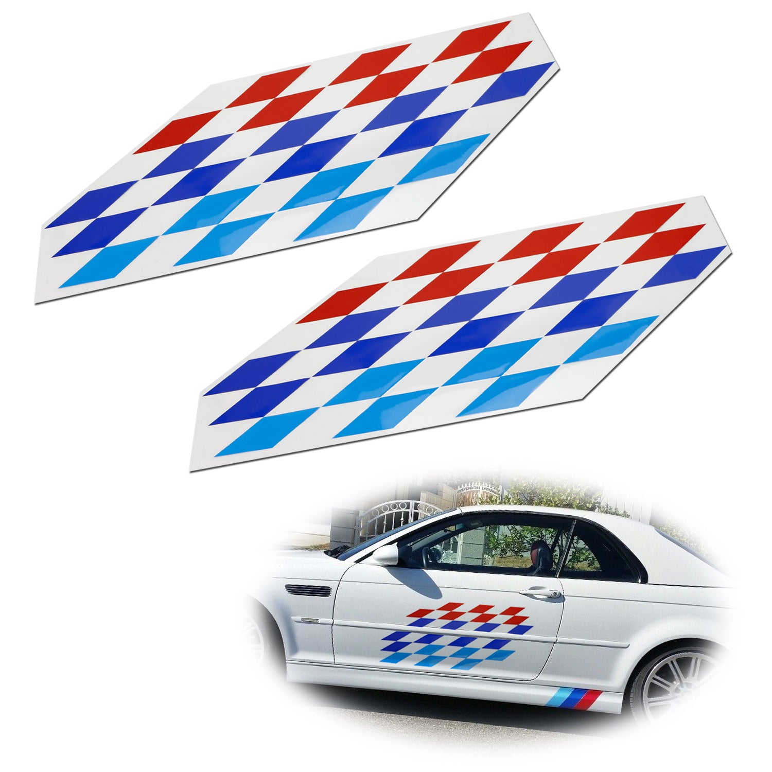 2-Pack 22x9 Inch BMW M Sport Tri-Color Flag Decals - High-Quality Vinyl Stickers for Side Doors & Hood - Perfect for Car Enthusiasts & BMW Customization