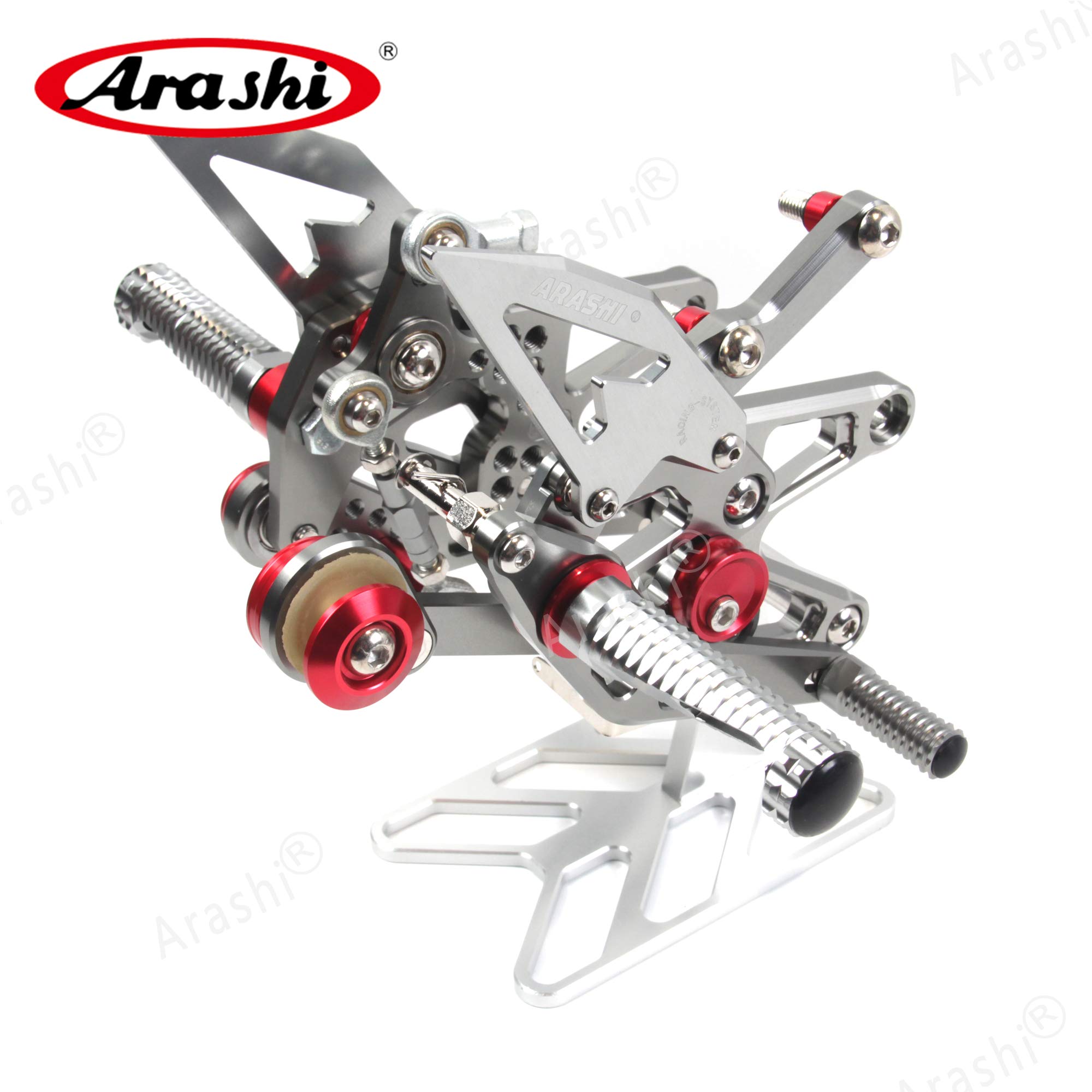Arashi V2.0 Adjustable Rear Sets Foot Pegs for Triumph Daytona 675/R (2013-2018) - CNC Machined Motorcycle Footrests in Gray - Perfect for Track Days, Sport Riding & Performance Upgrades