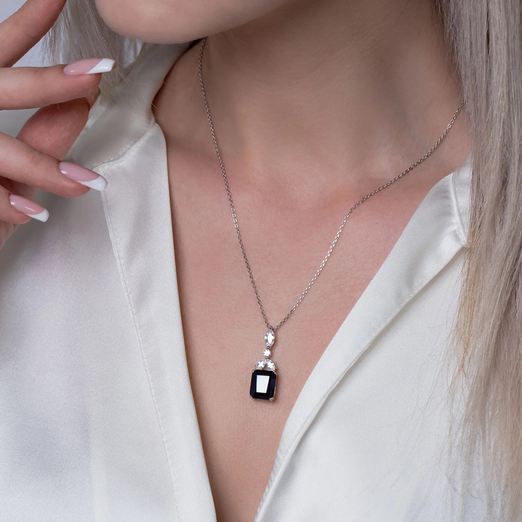 Elegant Gemstone Baguette Necklace for Women - Dainty Layering Jewelry for Everyday Wear & Special Occasions