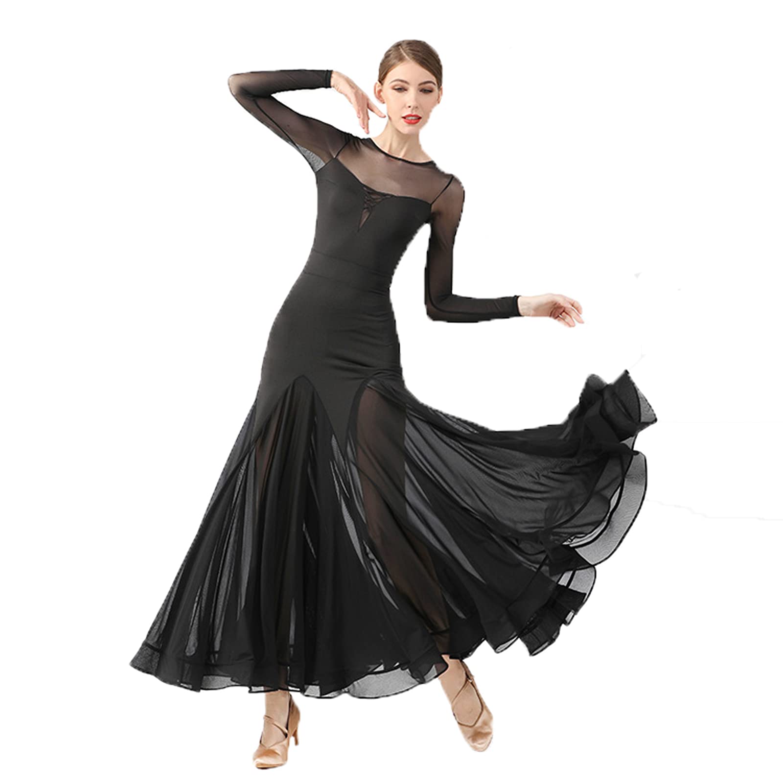 Professional Ballroom Dance Competition Dress - Standard Waltz & Tango Performance Costume with Long Sleeves | Perfect for Competitions, Performances & Dance Events