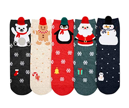 5 Pack Crew Socks - Pleasant Christmas
