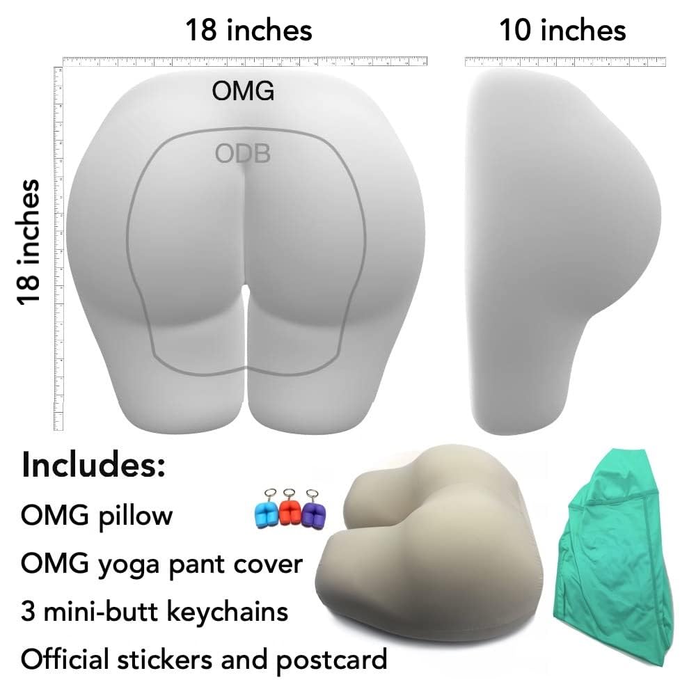 Ergonomic Butt-Shaped Support Pillow - Natural Soft Comfort for Back, Hip & Side Sleepers - Yoga Pant Cover Included - Stress & Anxiety Relief - Perfect for Meditation, Office Chair & Home Relaxation