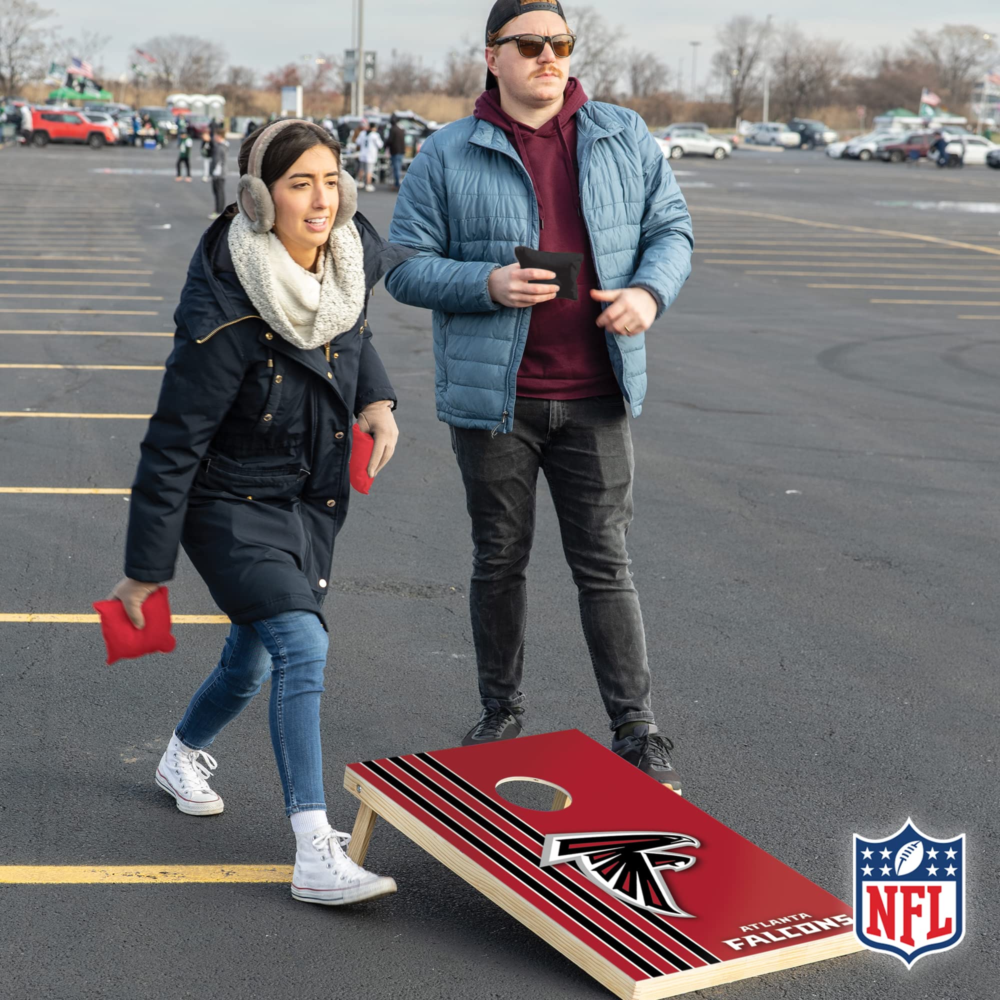 Premium NFL 2' x 3' Solid Wood Cornhole Set with HD Team Graphics - Official Licensed Outdoor Bean Bag Toss Game for Football Fans | Perfect for Tailgating, Backyard Parties & Family Gatherings