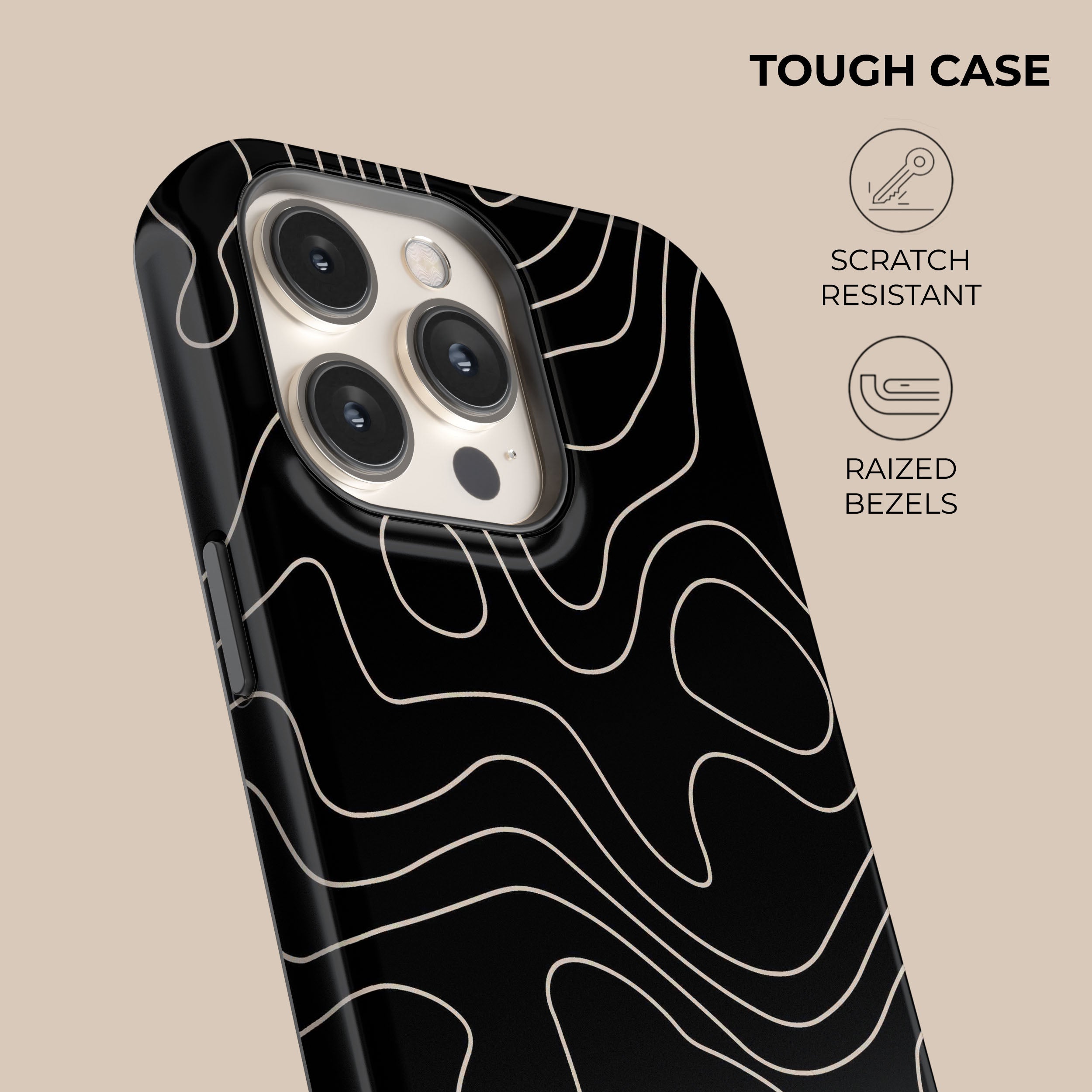 Premium Topographic Black Phone Case - Durable & Stylish Protective Cover for iPhone & Android - Perfect for Outdoor Adventures, Travel & Daily Use