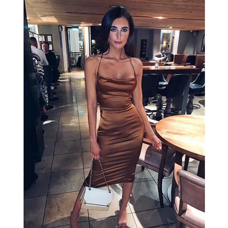Sexy Solid Color Halter Party Dress for Women - Strapless Summer & Spring Cocktail Dress - Perfect for Night Out, Club, Beach Vacation & Special Occasions