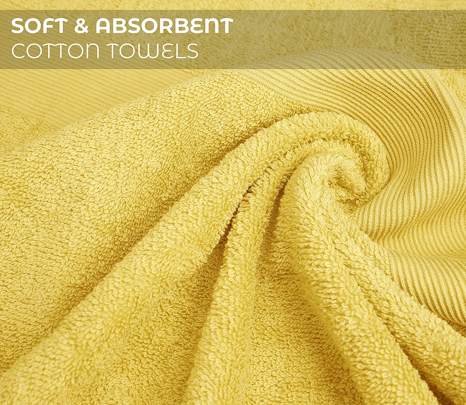Softolle 100% Cotton Luxury Bath Towels Set of 4 - Ultra Soft & Absorbent 27x54 Inch Bathroom Towels - Eco-Friendly, Hypoallergenic - Perfect for Spa, Hotel & Home Use (Yellow)