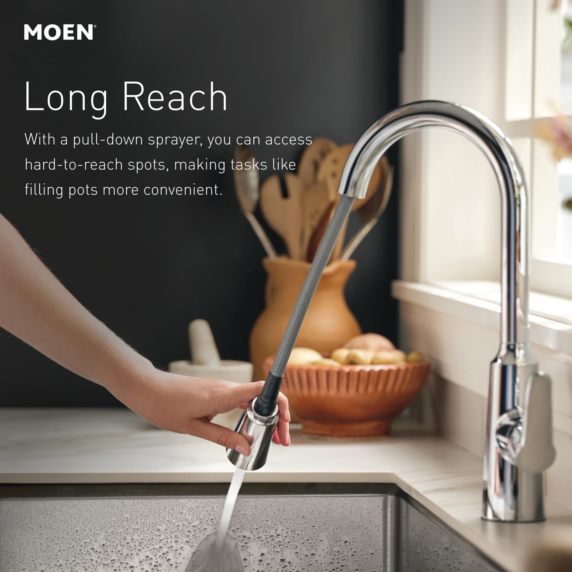 Moen Haelyn Spot Resist Stainless Steel Single-Handle Pull-Down Sprayer Kitchen Faucet with Power Boost Technology for Faster Cleaning | Includes Soap Dispenser | Model 87627SRS | Perfect for Modern Kitchens and Busy Households