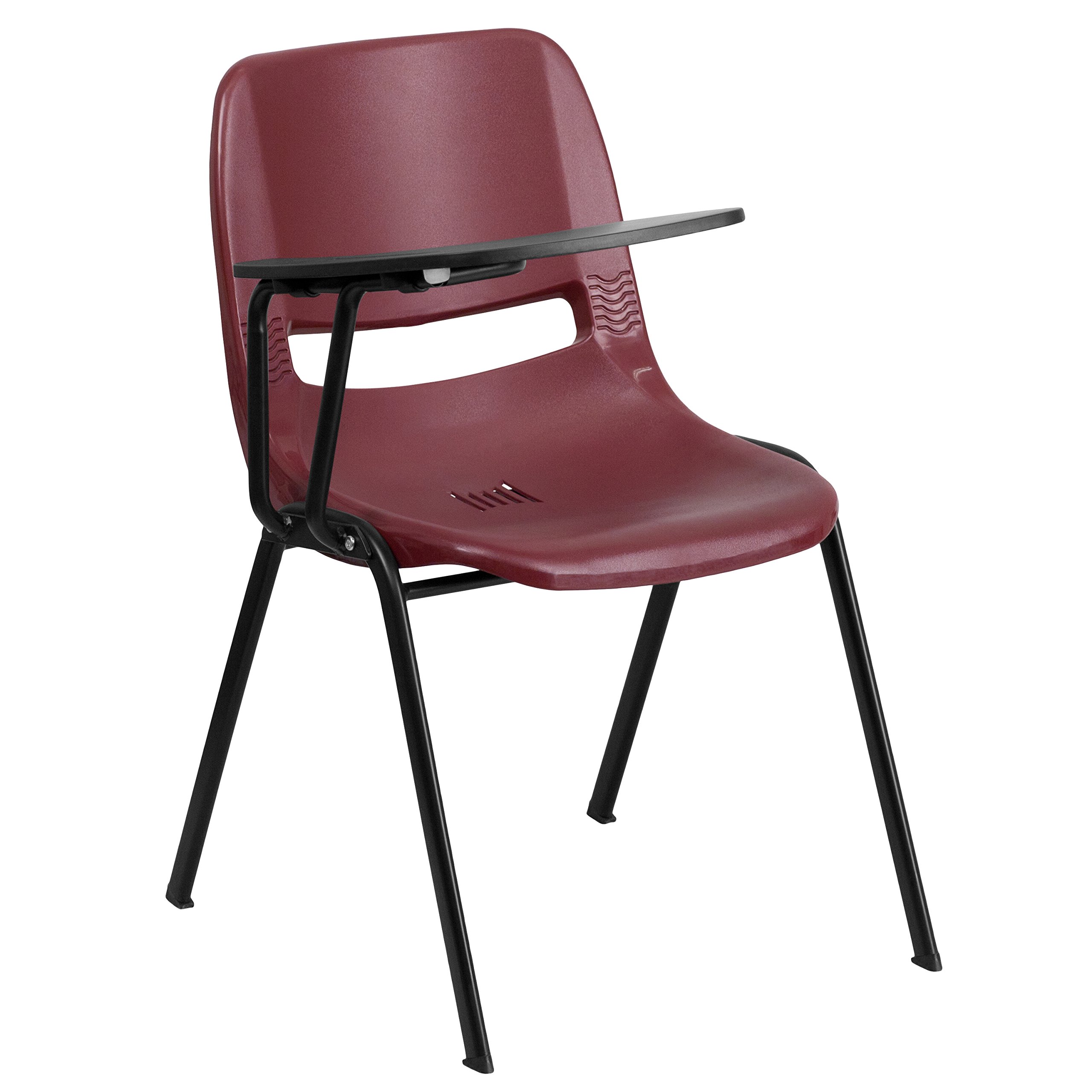 Emma & Oliver Burgundy Ergonomic Shell Chair with Left-Handed Flip-Up Tablet Arm - Comfortable Office Desk Chair for Home & Workspace - Perfect for Studying, Working, or Relaxing