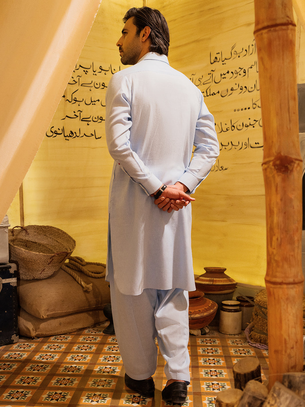 Stylish Sky Blue Blended Shalwar Kameez for Women - Traditional Pakistani Outfit - Perfect for Weddings, Parties & Festivals