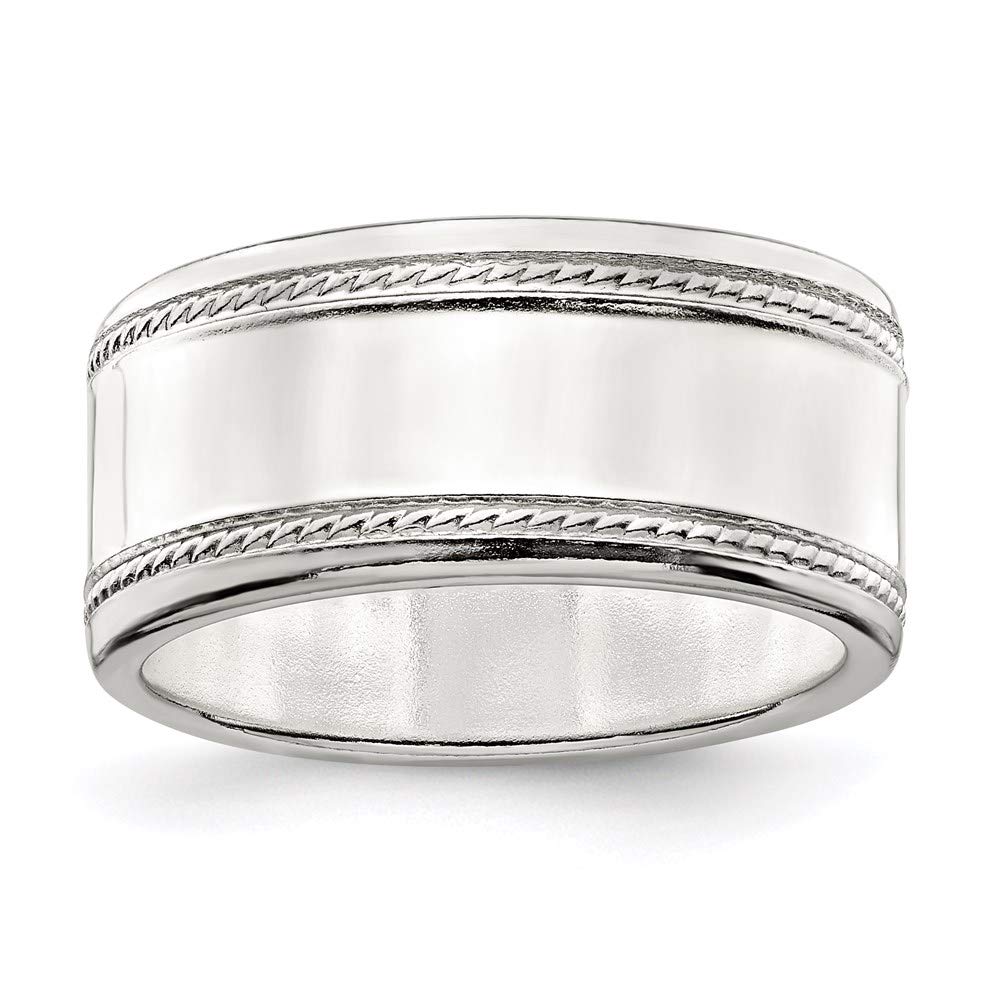 925 Sterling Silver 9.5mm Designed Edge Wedding Band Ring - Elegant Bridal Engagement Ring for Women, Perfect Anniversary Gift & Promise Ring for Her (Ideal for Proposals, Weddings, Anniversaries & Special Occasions)