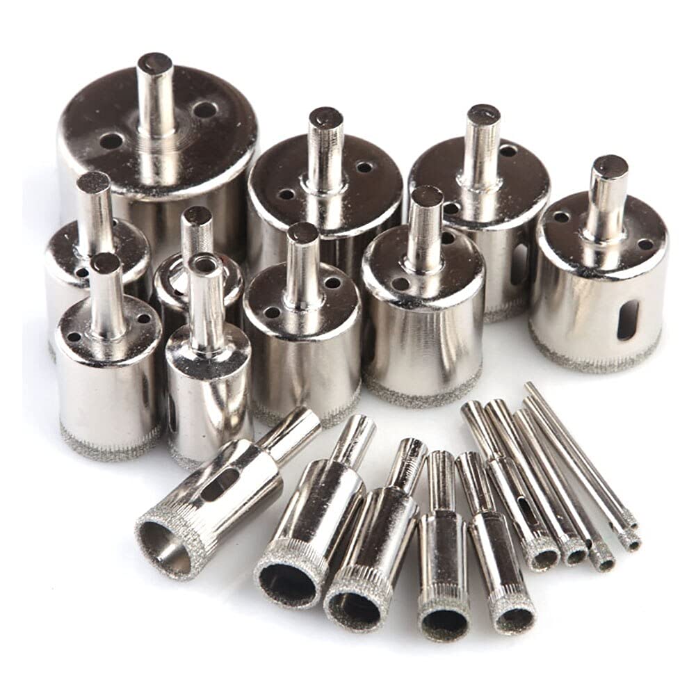 20pcs Diamond Coated Drill Bit Kit (3mm-50mm) for Tile, Marble, Glass & Ceramic - Professional Hole Saw Set for Power Tools - Perfect for Home Renovation, DIY Projects & Construction Work