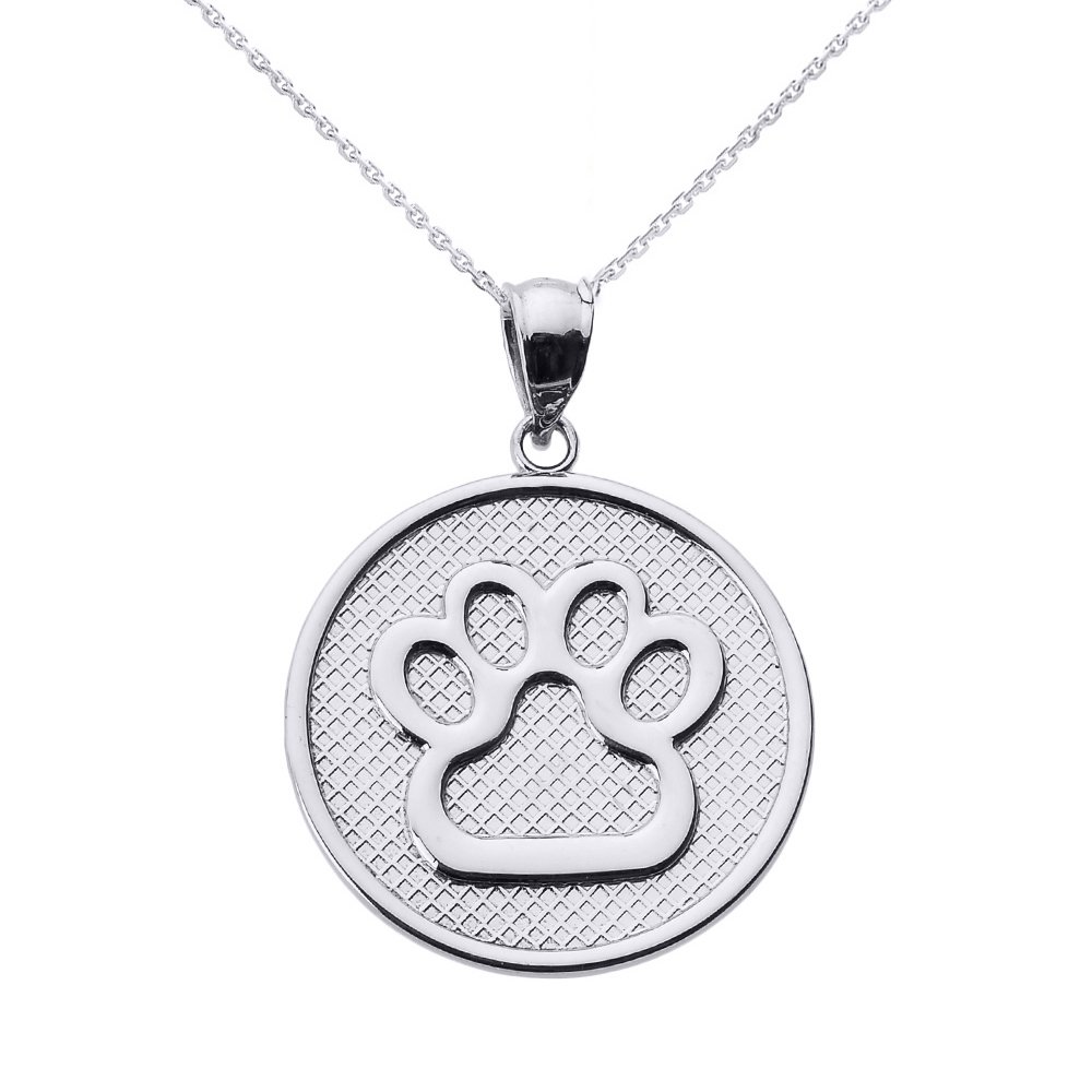 Sterling Silver Paw Print Disc Pendant Necklace - Perfect for Pet Lovers, Gifts & Everyday Wear