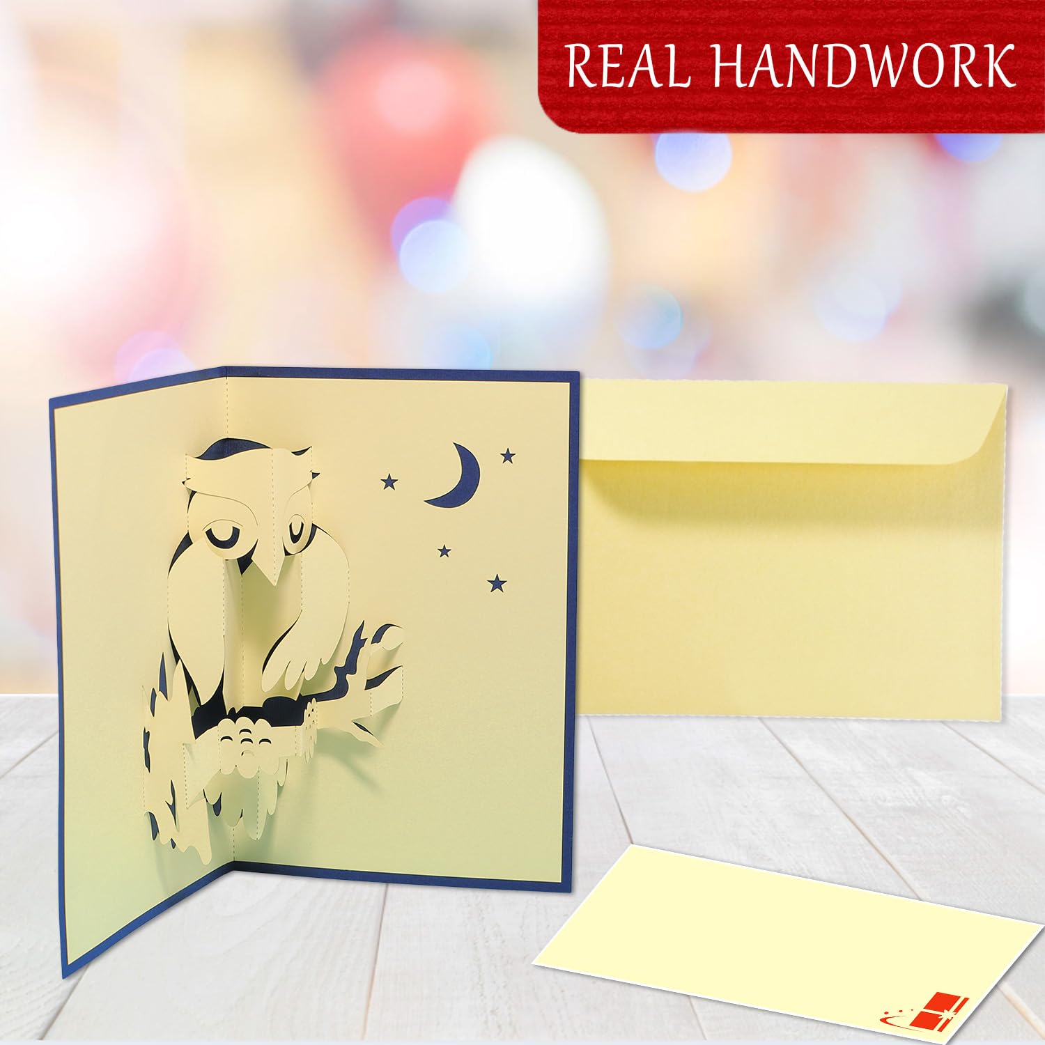 LIN Pop Up 3D Greeting Card for Animal Lovers - Night Owl Design (#137) | Perfect Birthday, Thank You & Holiday Cards for Owl Enthusiasts