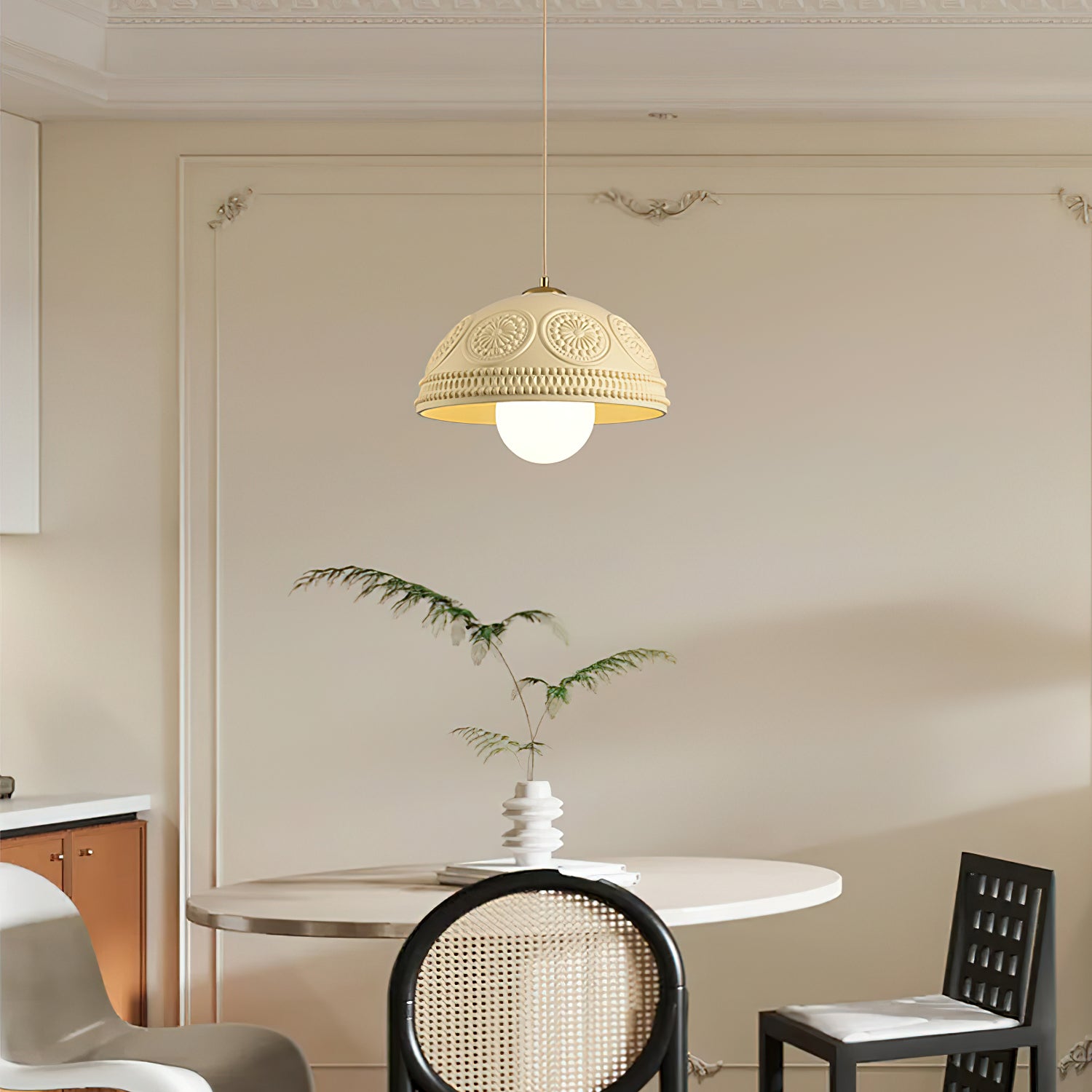 Modern Embossed Ripple Pendant Light - Handcrafted Glass Ceiling Lamp for Dining Room, Kitchen Island & Living Room Decor