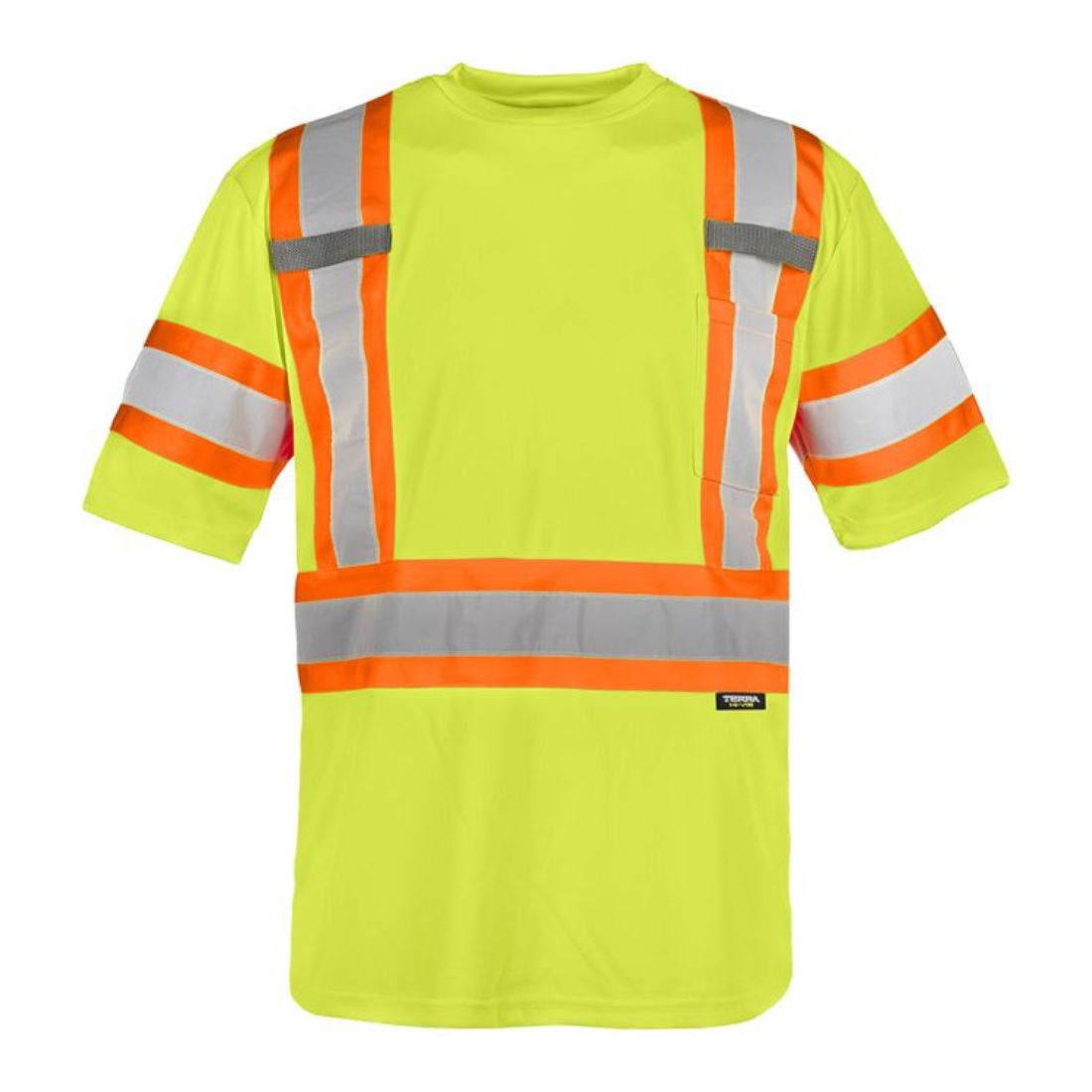 Terra Hi-Visibility Short Sleeve Work T-Shirt 116524YL - Yellow Safety Shirt for Construction, Road Work & Outdoor Labor | High Visibility Workwear